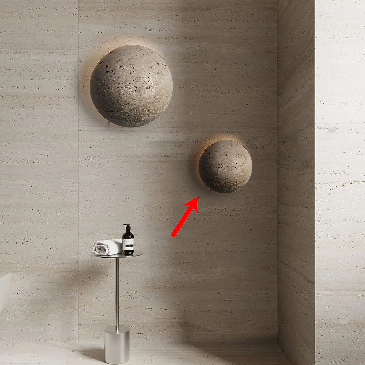 Beige Natural Travertine Marble Wall Lamp 60109-W1 - Wall Lamps - ebarza Furniture UAE | Shop Modern Furniture in Abu Dhabi & Dubai - مفروشات ايبازرا في الامارات | تسوق اثاث عصري وديكورات مميزة في دبي وابوظبي