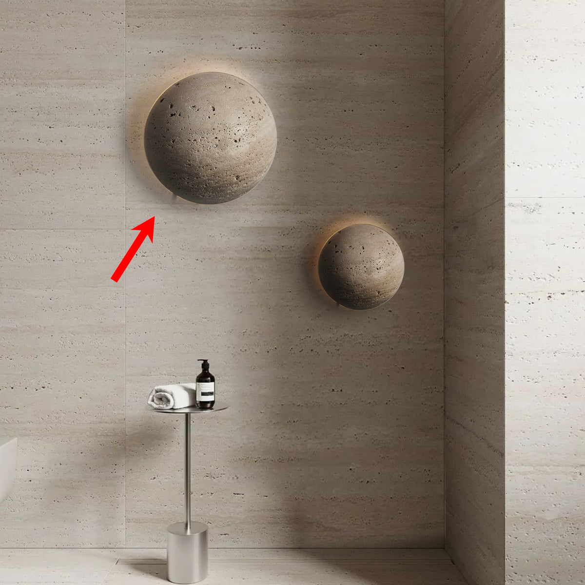 Beige natural Travertine marble Wall lamp 60109-W30 - Wall Lamps - ebarza Furniture UAE | Shop Modern Furniture in Abu Dhabi & Dubai - مفروشات ايبازرا في الامارات | تسوق اثاث عصري وديكورات مميزة في دبي وابوظبي
