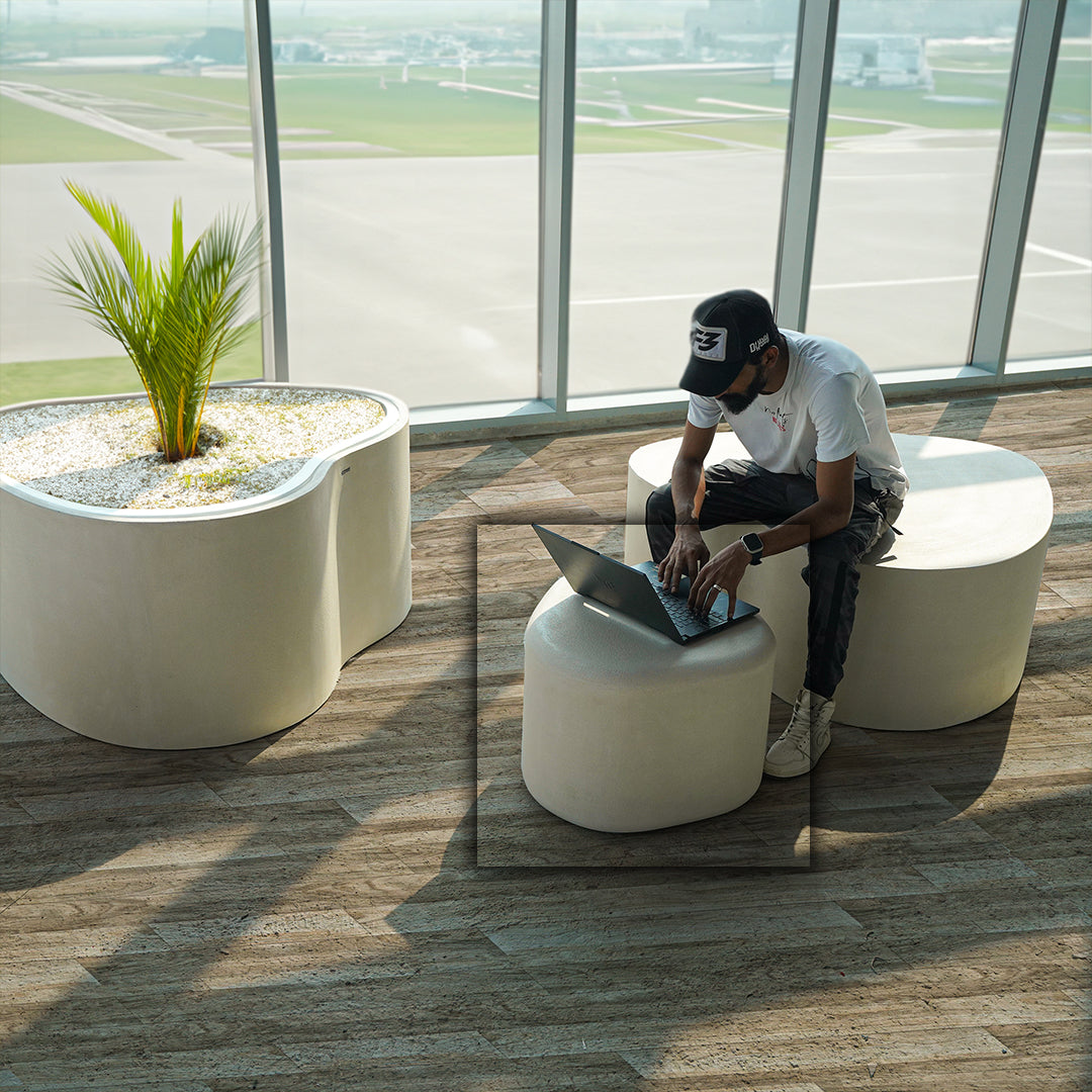 Pre-order 35 Days Delivery Beige Planter Box and Seating Bench XK- 4086D - Planter Boxes - ebarza Furniture UAE | Shop Modern Furniture in Abu Dhabi & Dubai - مفروشات ايبازرا في الامارات | تسوق اثاث عصري وديكورات مميزة في دبي وابوظبي