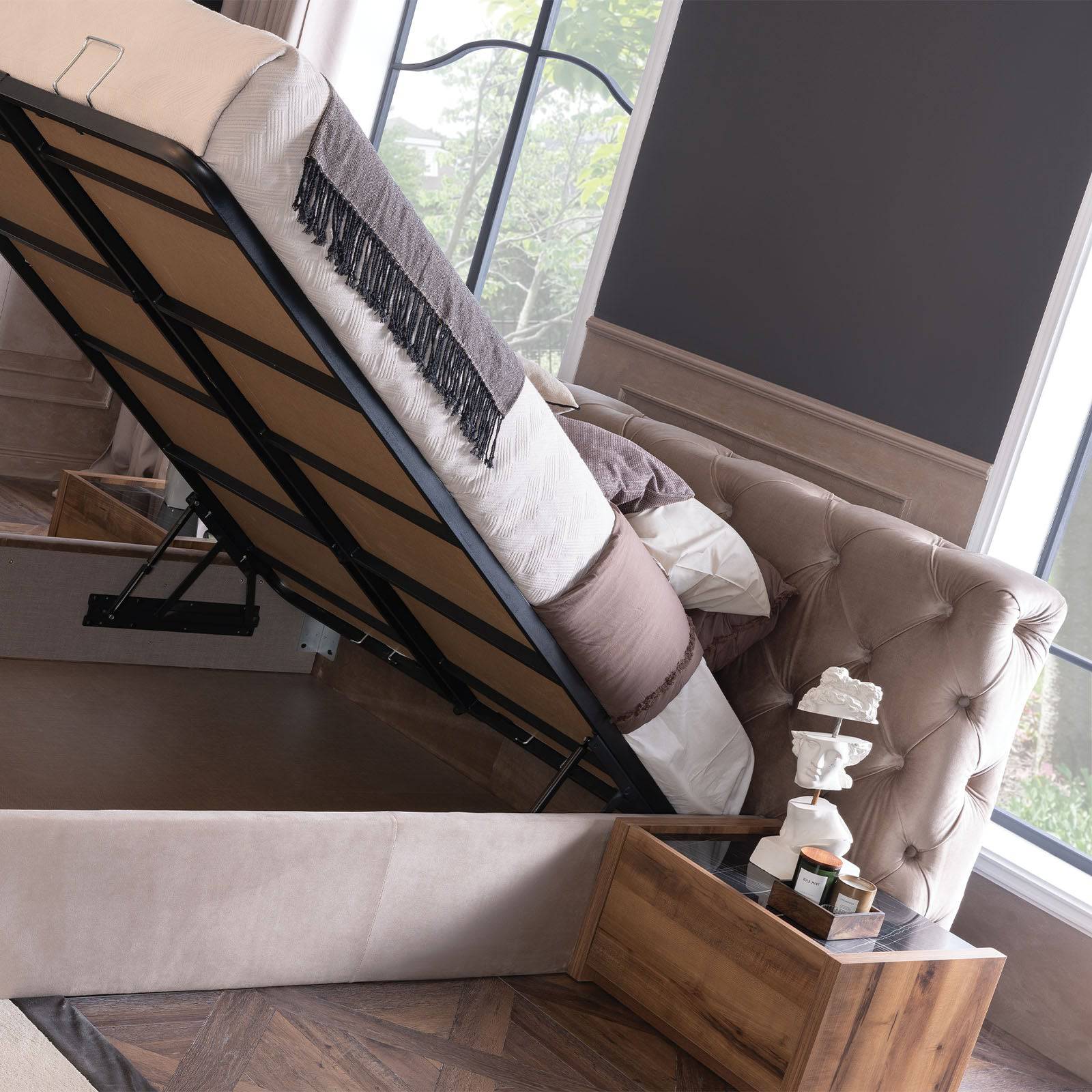 Bianca X King Bedstead With Storage( Meena Bed ) Biancax-Bed006 - Bedsteads - ebarza Furniture UAE | Shop Modern Furniture in Abu Dhabi & Dubai - مفروشات ايبازرا في الامارات | تسوق اثاث عصري وديكورات مميزة في دبي وابوظبي