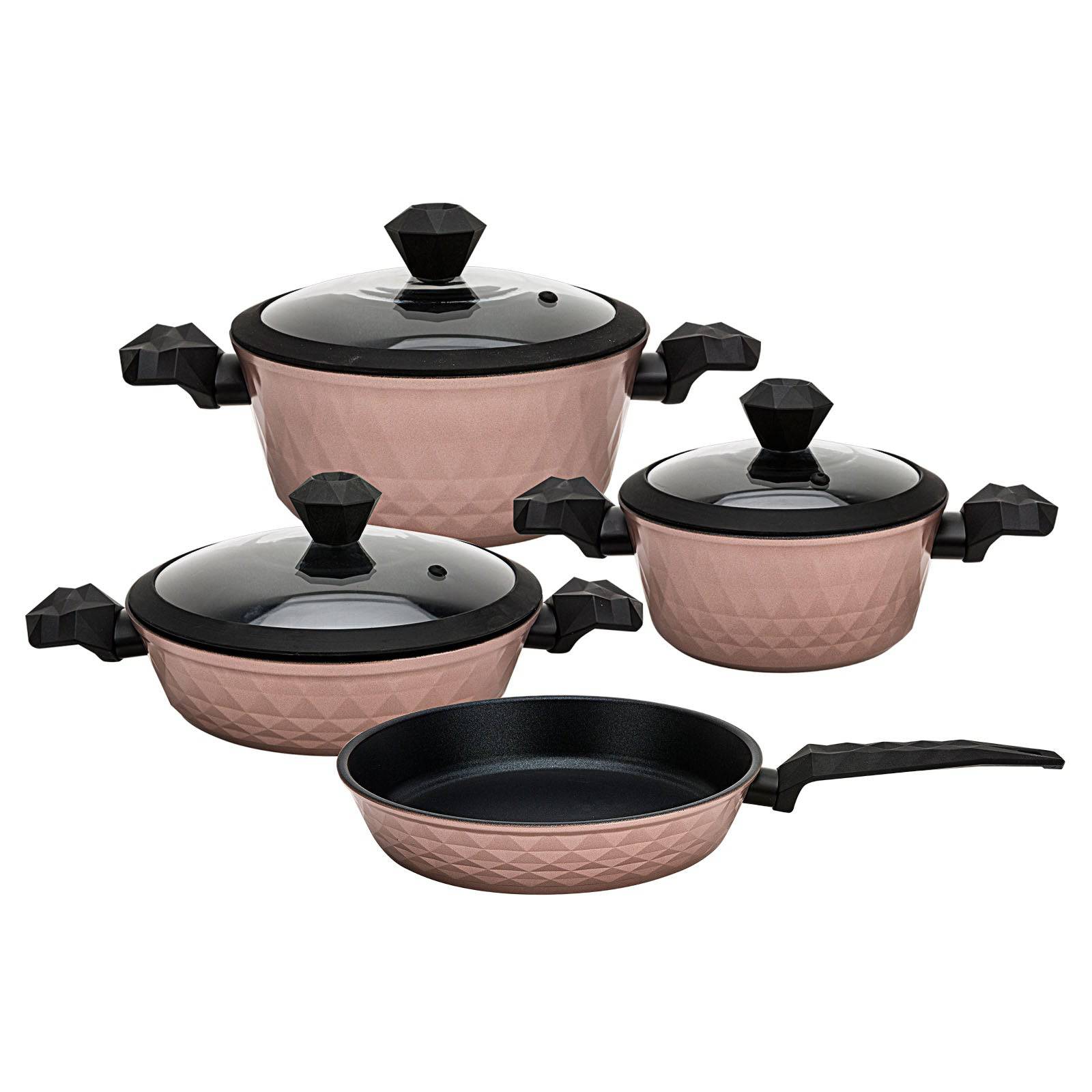 Biodiamond Rose Gold 7 Piece Cookware Set 1296 153.03.07.7039 - Cookware Sets - ebarza Furniture UAE | Shop Modern Furniture in Abu Dhabi & Dubai - مفروشات ايبازرا في الامارات | تسوق اثاث عصري وديكورات مميزة في دبي وابوظبي
