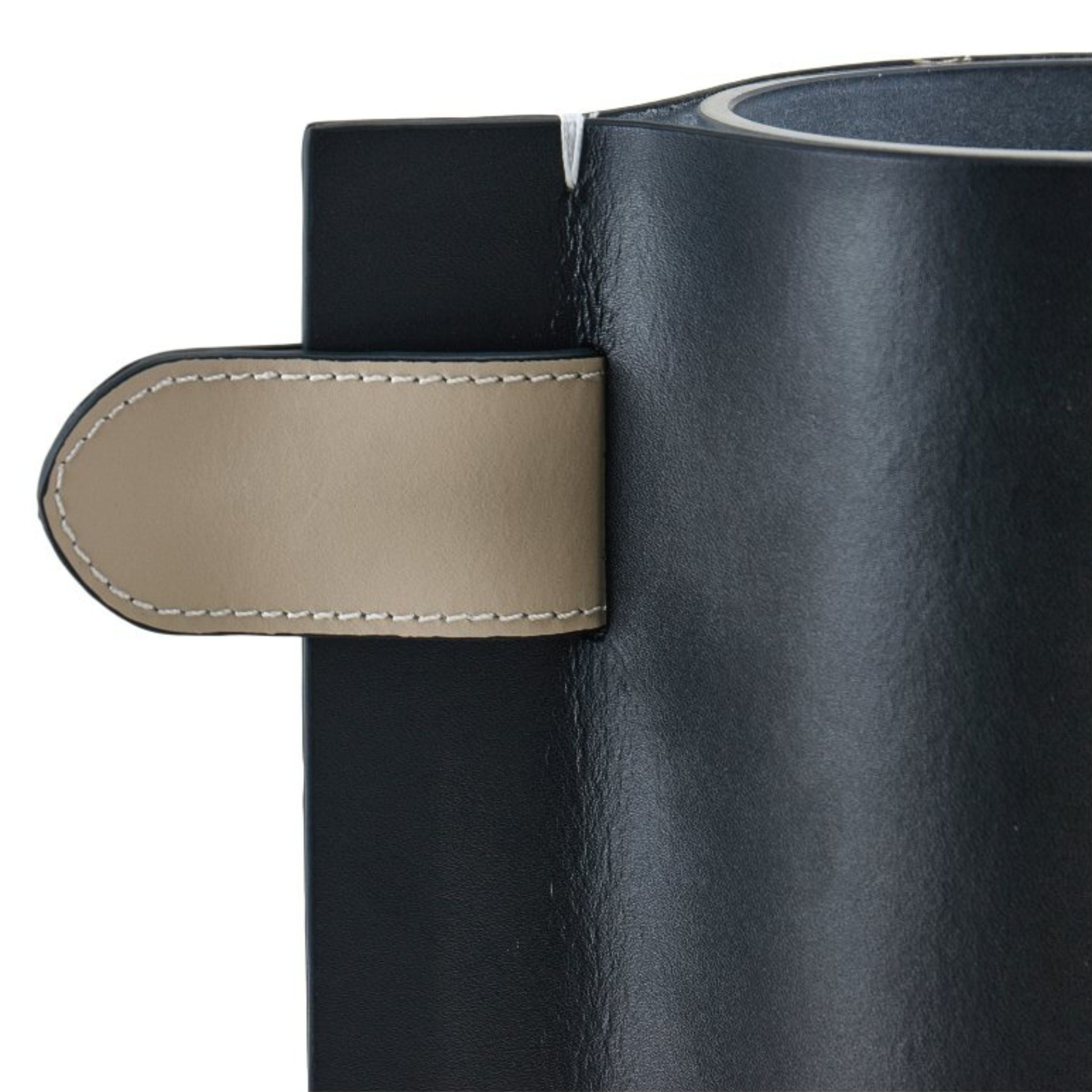 Black flower vase by Beacon, large L size, sleek cylindrical design perfect for modern floral arrangements.