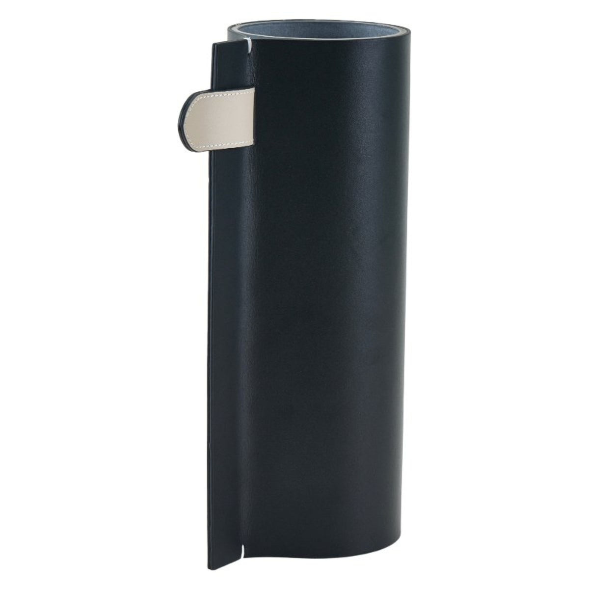 Black flower vase from Beacon, large L size, sleek cylindrical design, ideal for floral arrangements or decorative displays.