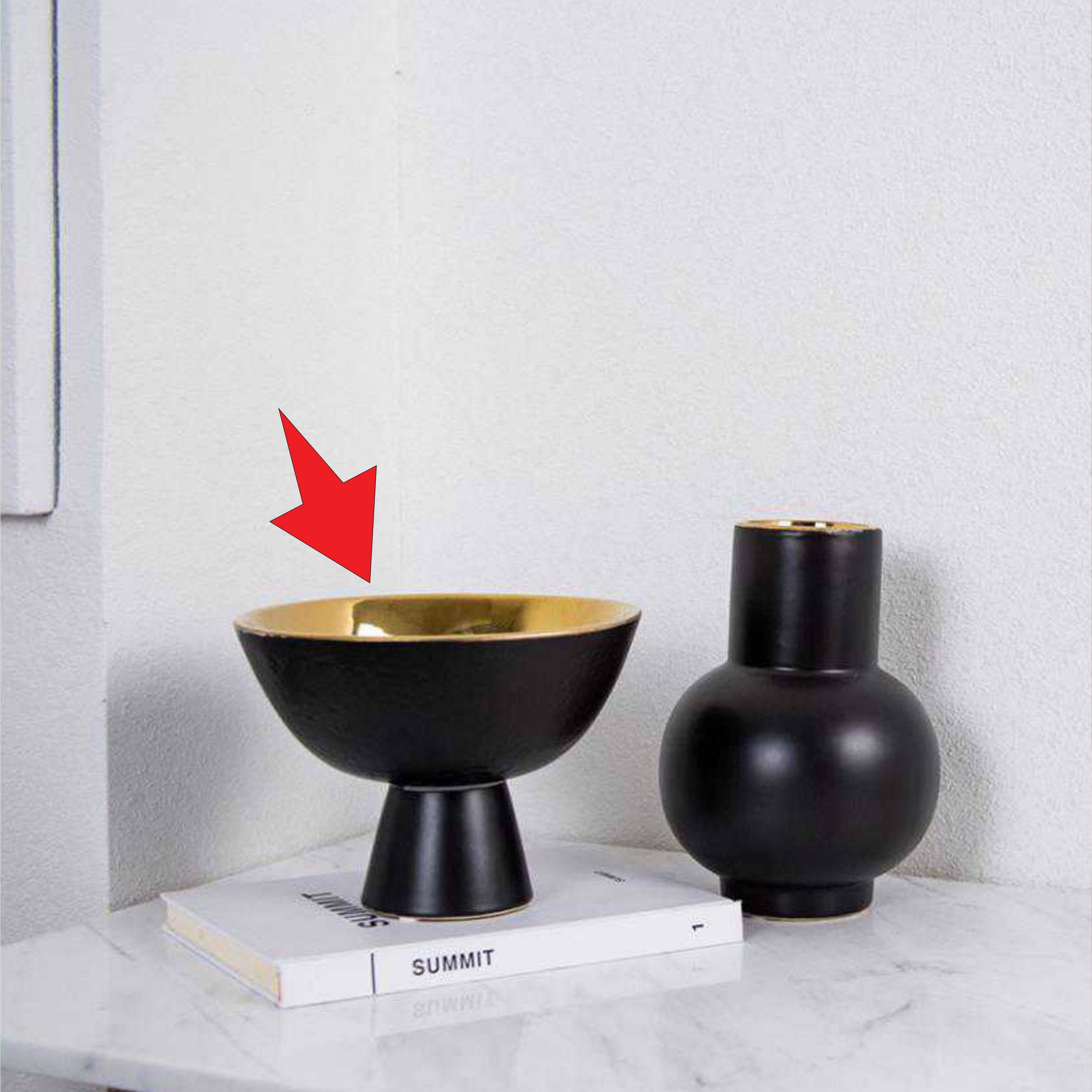 Black Gold Bowl Fa-D2084C - Bowls - ebarza Furniture UAE | Shop Modern Furniture in Abu Dhabi & Dubai - مفروشات ايبازرا في الامارات | تسوق اثاث عصري وديكورات مميزة في دبي وابوظبي