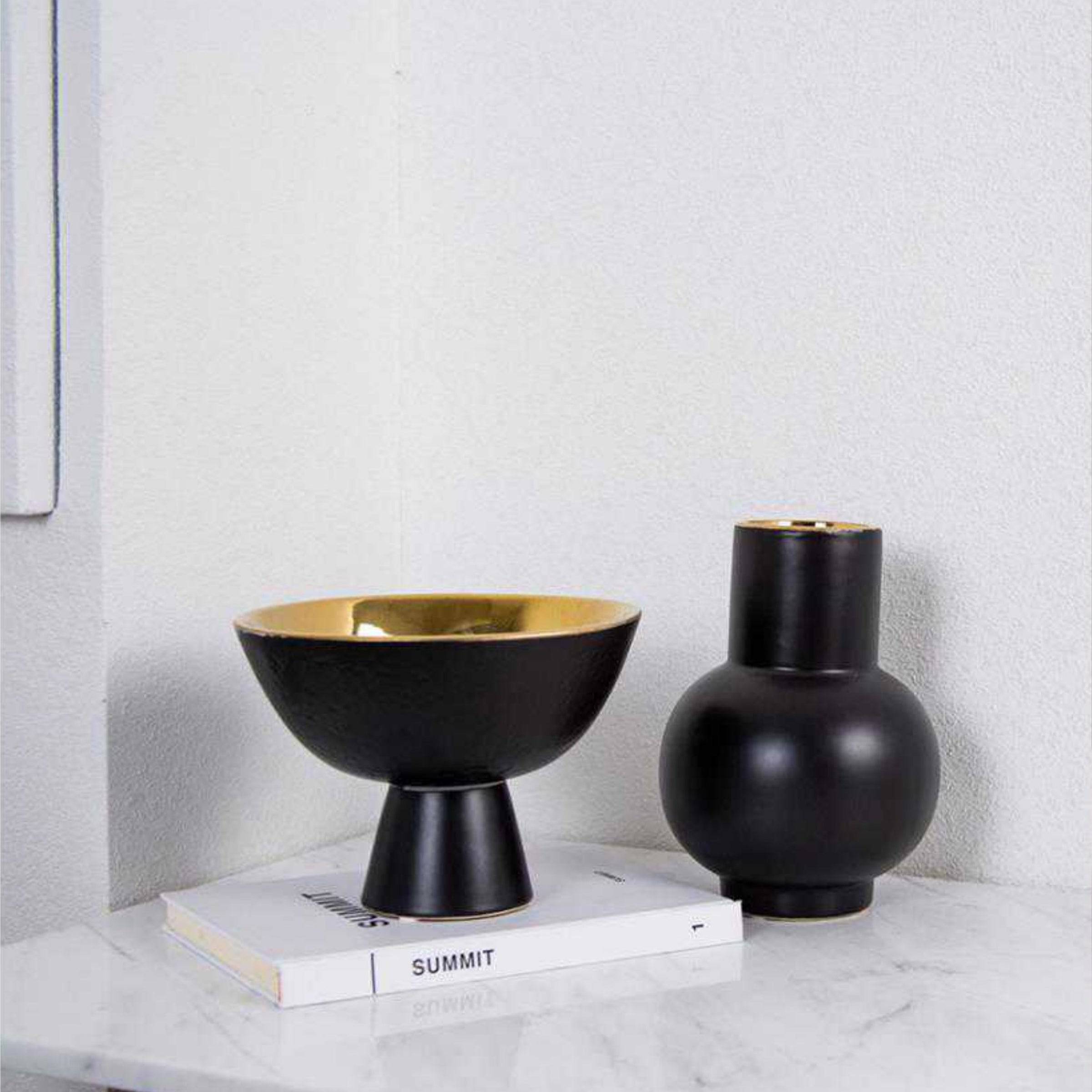 Black Gold Bowl Fa-D2084C - Bowls - ebarza Furniture UAE | Shop Modern Furniture in Abu Dhabi & Dubai - مفروشات ايبازرا في الامارات | تسوق اثاث عصري وديكورات مميزة في دبي وابوظبي