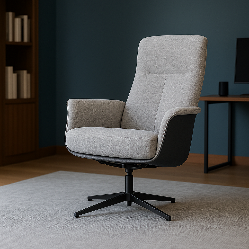 Black leather Swivel Lounge Chair SL-HJ3461 - Lounge Chairs - ebarza Furniture UAE | Shop Modern Furniture in Abu Dhabi & Dubai - مفروشات ايبازرا في الامارات | تسوق اثاث عصري وديكورات مميزة في دبي وابوظبي