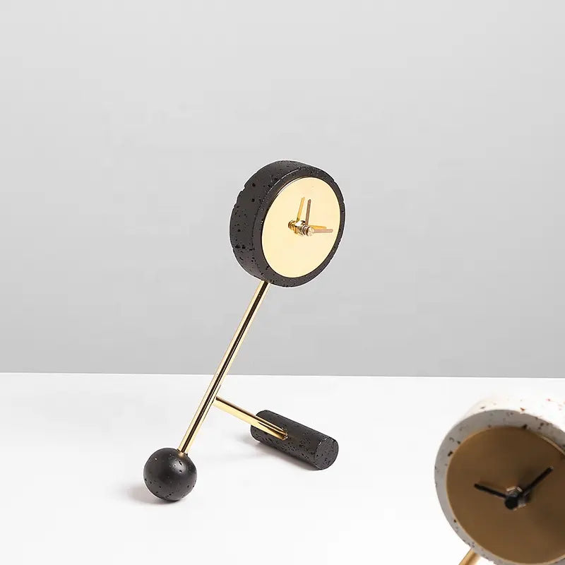 Black Resin Clock With Gold Face FB-W22015B - Clocks - ebarza Furniture UAE | Shop Modern Furniture in Abu Dhabi & Dubai - مفروشات ايبازرا في الامارات | تسوق اثاث عصري وديكورات مميزة في دبي وابوظبي