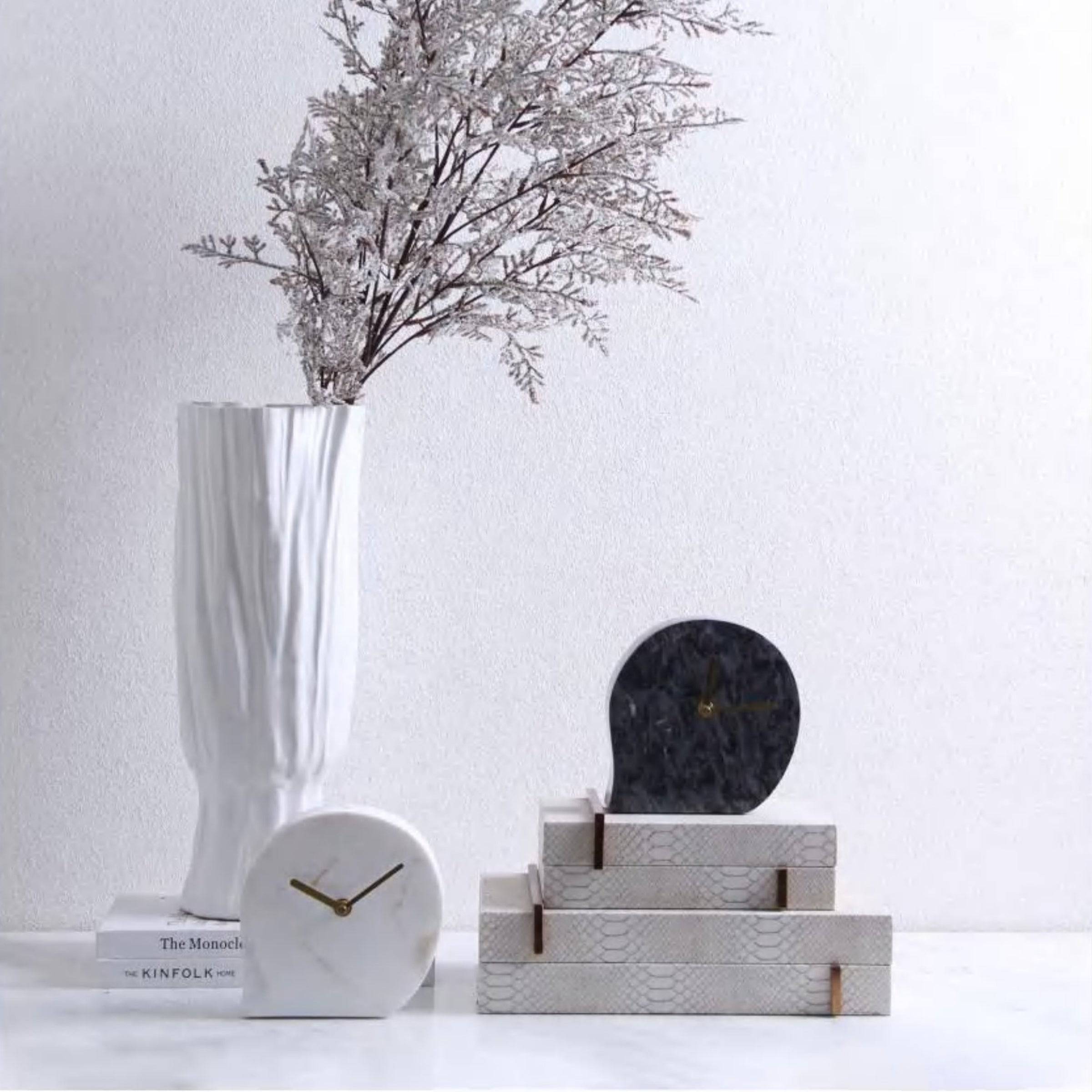 Black Simple Marble Clock Fb-T2010B - Clocks - ebarza Furniture UAE | Shop Modern Furniture in Abu Dhabi & Dubai - مفروشات ايبازرا في الامارات | تسوق اثاث عصري وديكورات مميزة في دبي وابوظبي