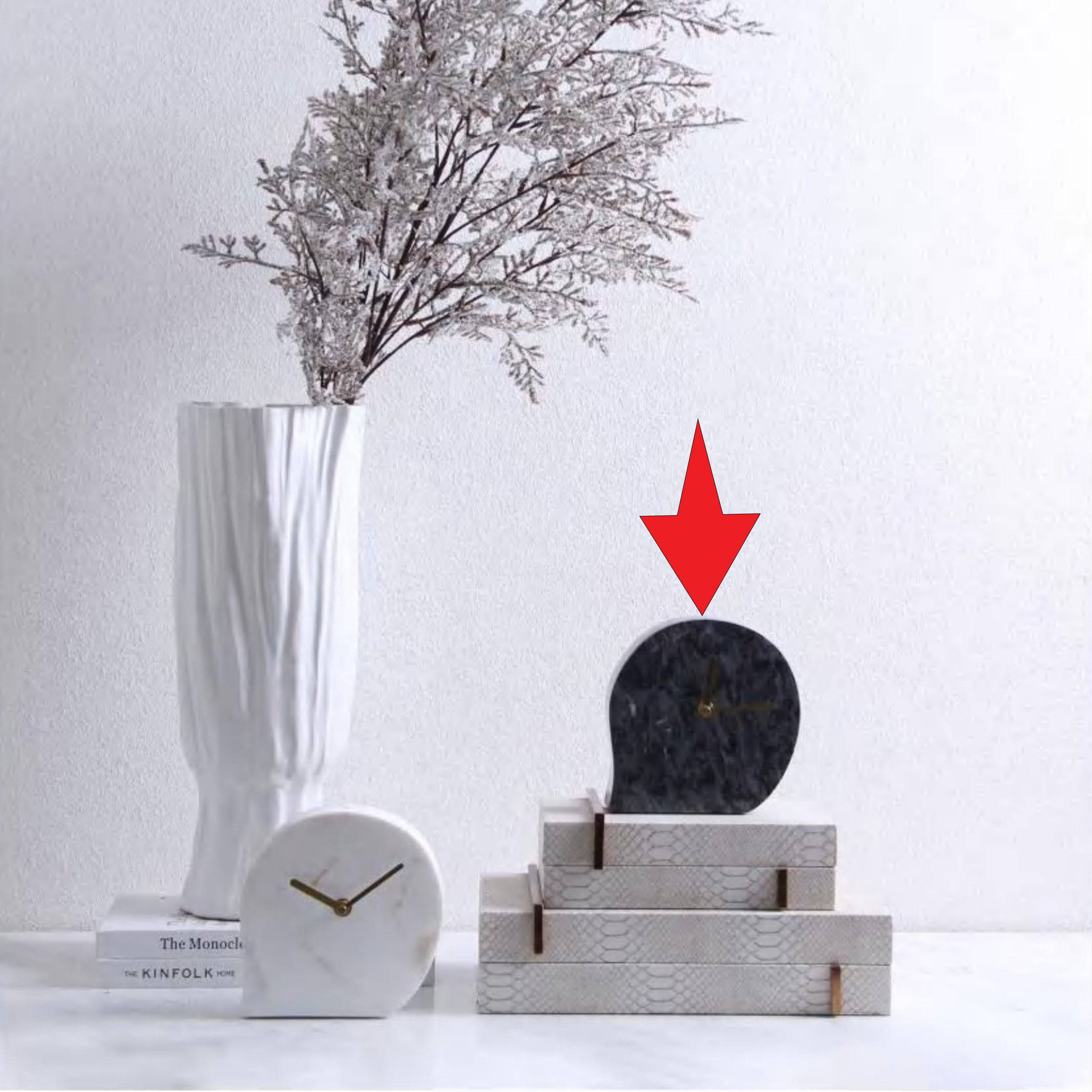 Black Simple Marble Clock Fb-T2010B - Clocks - ebarza Furniture UAE | Shop Modern Furniture in Abu Dhabi & Dubai - مفروشات ايبازرا في الامارات | تسوق اثاث عصري وديكورات مميزة في دبي وابوظبي