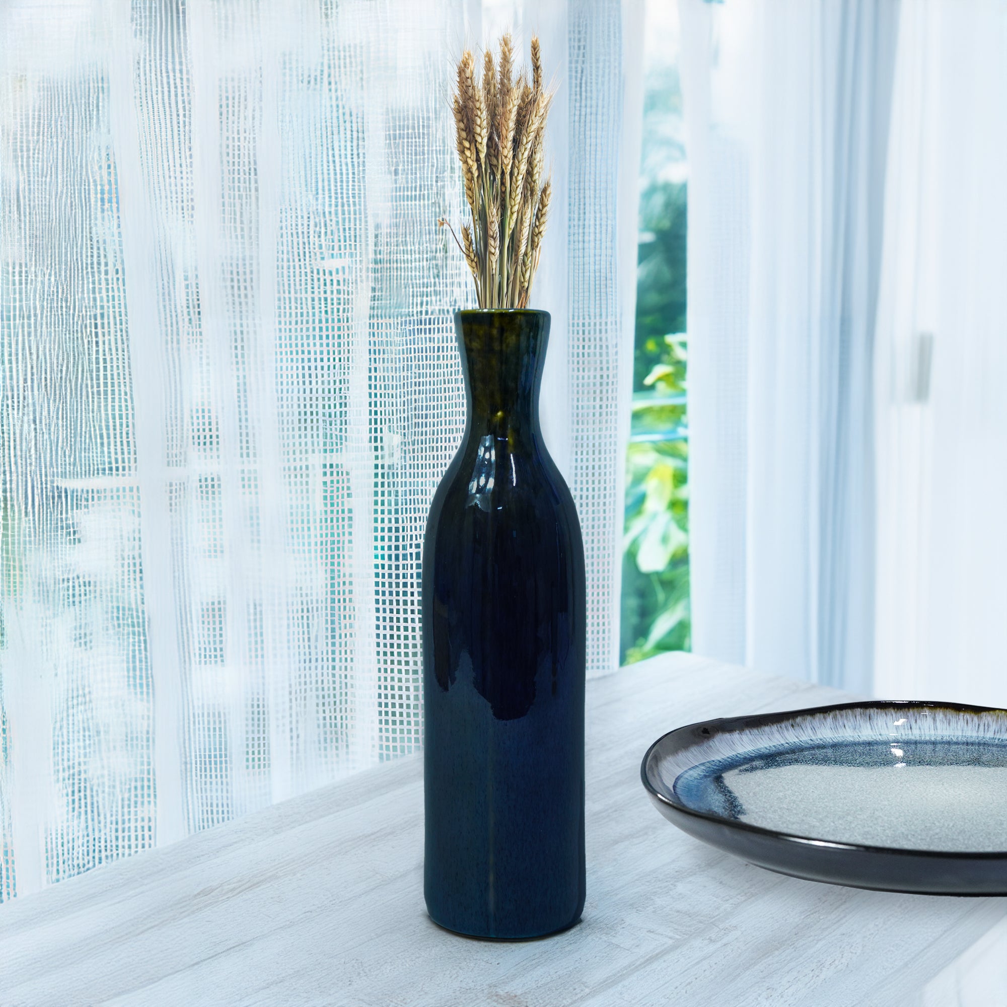 Blue VASE HZ4027 - Vases - ebarza Furniture UAE | Shop Modern Furniture in Abu Dhabi & Dubai - مفروشات ايبازرا في الامارات | تسوق اثاث عصري وديكورات مميزة في دبي وابوظبي