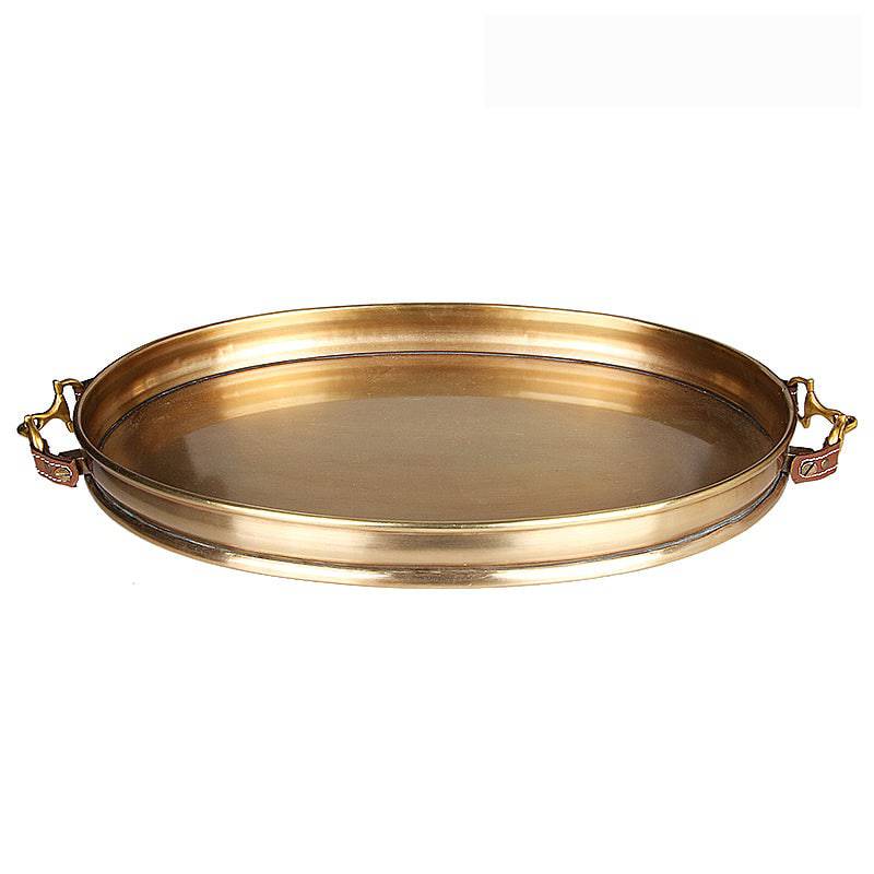 Brass & Leather Tray Fl-Y589 - Trays - ebarza Furniture UAE | Shop Modern Furniture in Abu Dhabi & Dubai - مفروشات ايبازرا في الامارات | تسوق اثاث عصري وديكورات مميزة في دبي وابوظبي