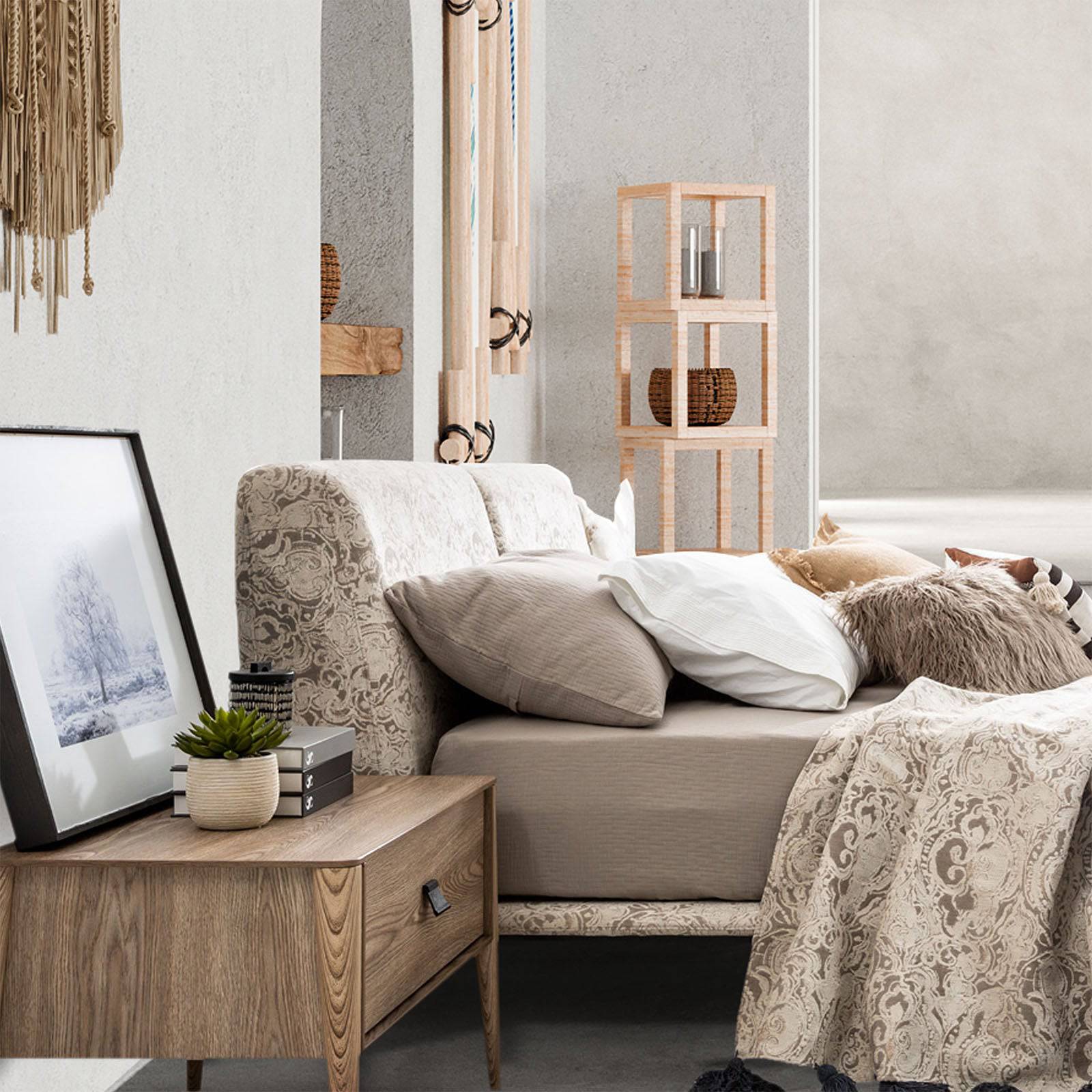 Bristol Bohemian Queen Bed Bis-Print-Q - Bedsteads - ebarza Furniture UAE | Shop Modern Furniture in Abu Dhabi & Dubai - مفروشات ايبازرا في الامارات | تسوق اثاث عصري وديكورات مميزة في دبي وابوظبي