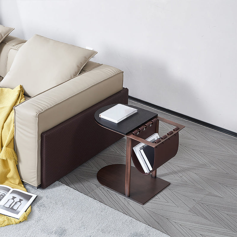 Bronze Metal Saddle Leather Side Table JK-D138 - Side Tables - ebarza Furniture UAE | Shop Modern Furniture in Abu Dhabi & Dubai - مفروشات ايبازرا في الامارات | تسوق اثاث عصري وديكورات مميزة في دبي وابوظبي