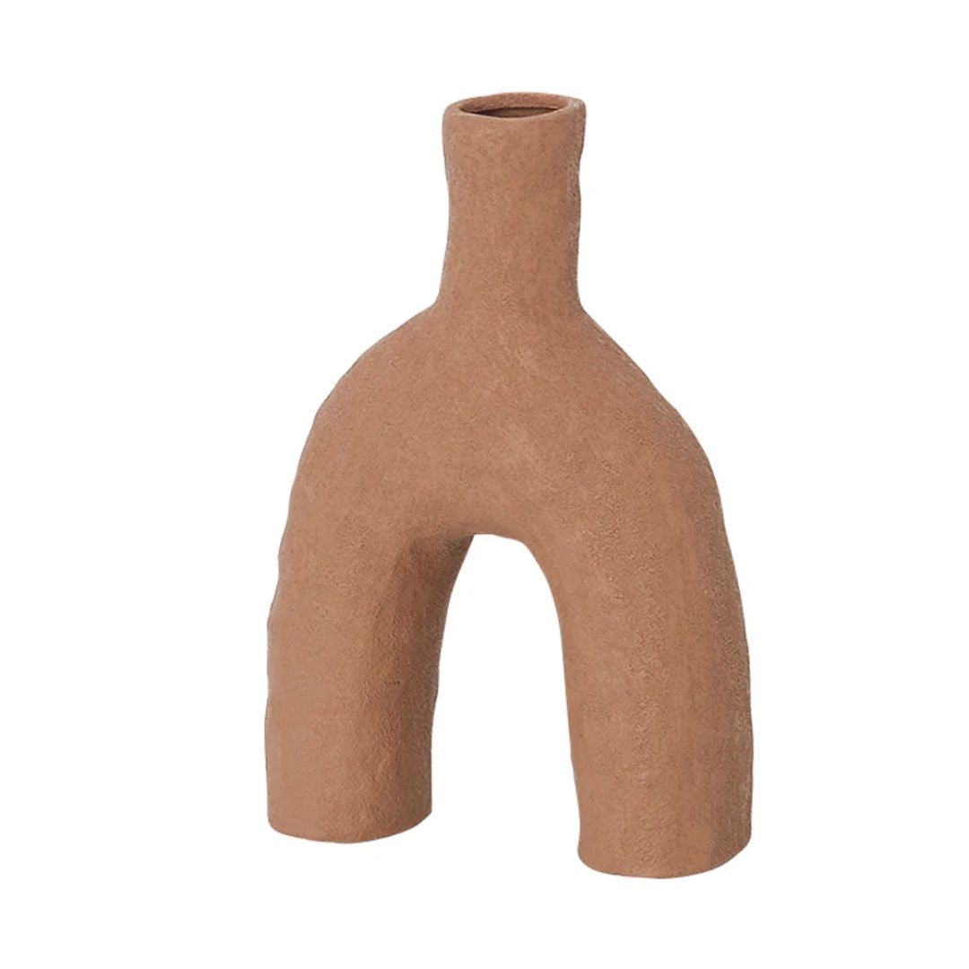 Brown Ceramic Bud Vase FA-D21094F - Vases - ebarza Furniture UAE | Shop Modern Furniture in Abu Dhabi & Dubai - مفروشات ايبازرا في الامارات | تسوق اثاث عصري وديكورات مميزة في دبي وابوظبي