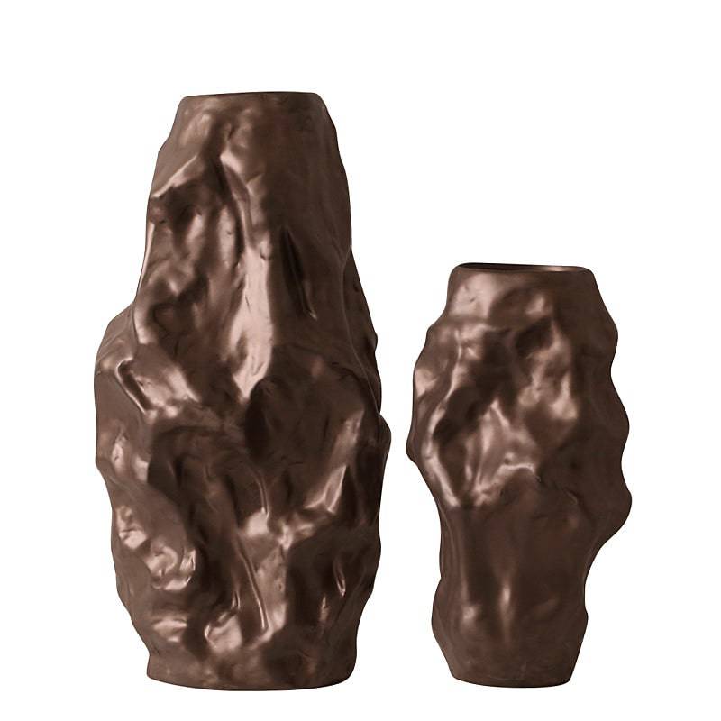 Brown Irregular Vase-A Fa-D2066A - Vases - ebarza Furniture UAE | Shop Modern Furniture in Abu Dhabi & Dubai - مفروشات ايبازرا في الامارات | تسوق اثاث عصري وديكورات مميزة في دبي وابوظبي