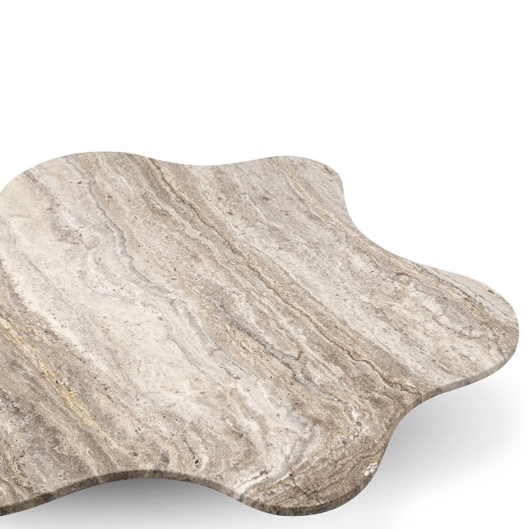 Brown Travertine Coffee Table by BEACON with sleek rectangular design and polished stone surface.