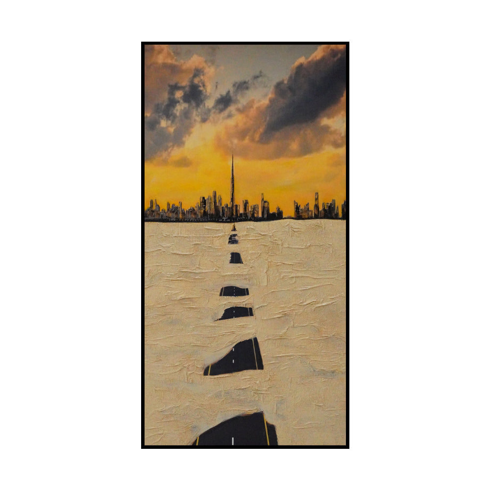 Burj Khalifa Hand Painted Art Painting With Frame 160 X 80 Cm SOASAMPLE001 - Paintings - ebarza Furniture UAE | Shop Modern Furniture in Abu Dhabi & Dubai - مفروشات ايبازرا في الامارات | تسوق اثاث عصري وديكورات مميزة في دبي وابوظبي