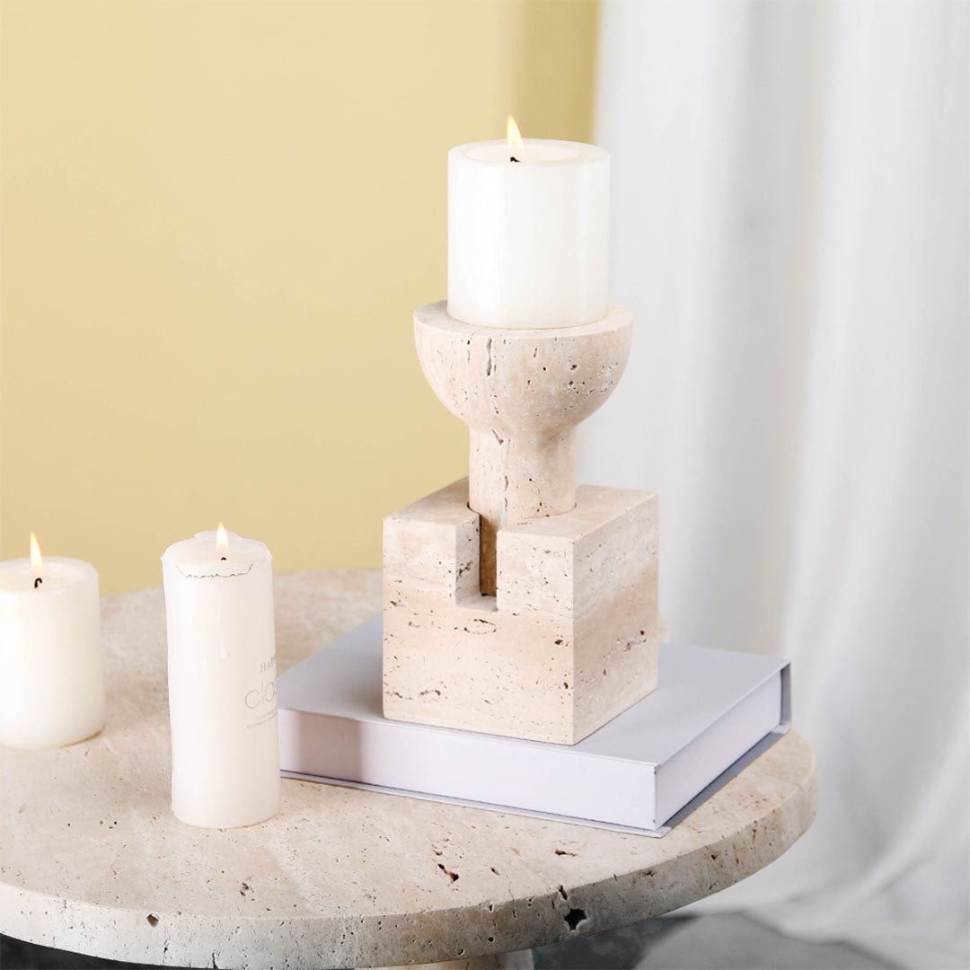 Set of BEACON candle holders, decorative figurines with a modern design, perfect for home decor and ambient lighting.