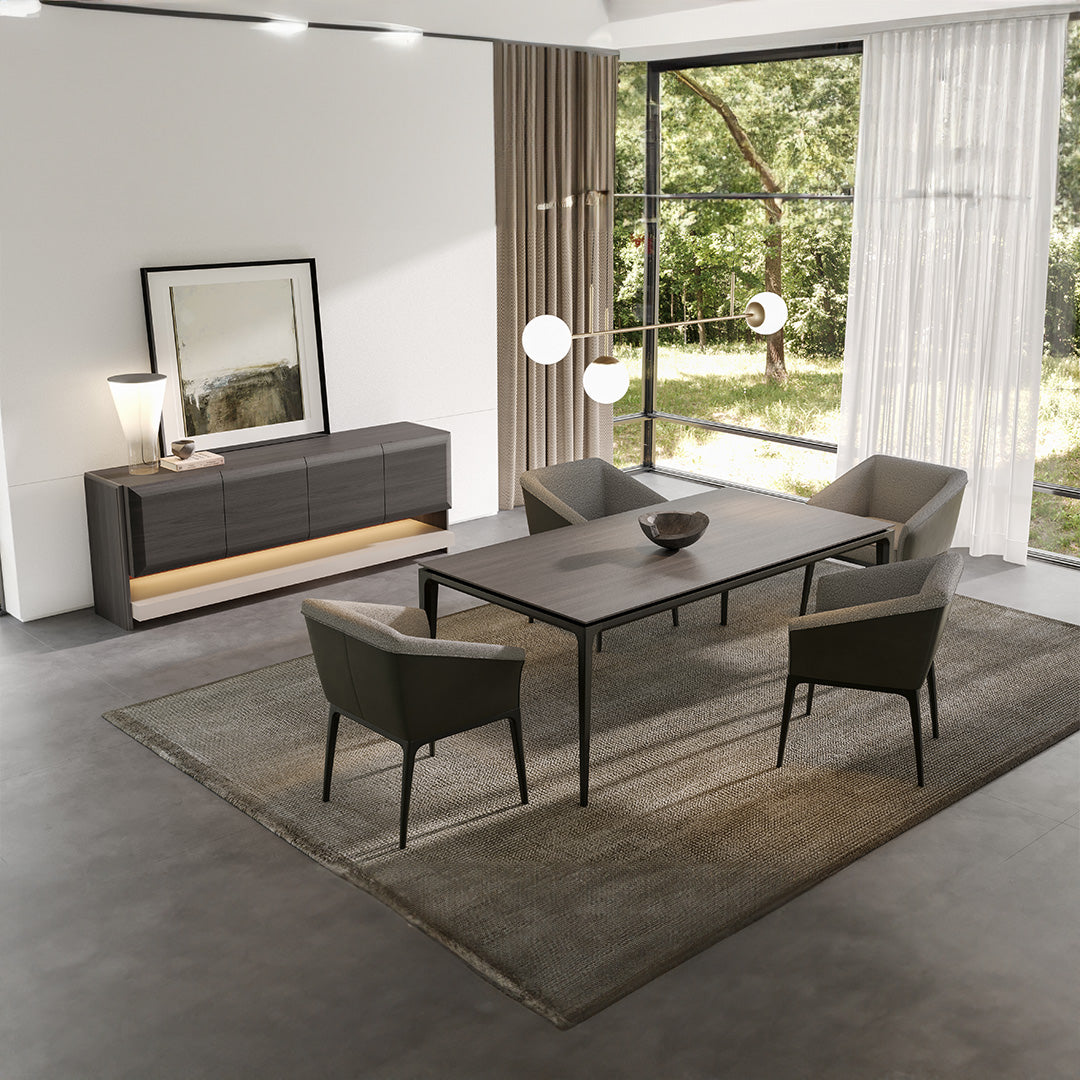 YOL LIVING Capria 225 cm dining table with sleek wooden top and sturdy legs, ideal for modern dining rooms.