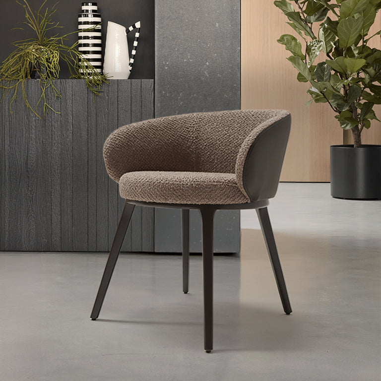 YOL LIVING Capria make-up chair with cushioned seat and backrest, sleek modern design, in a neutral fabric.
