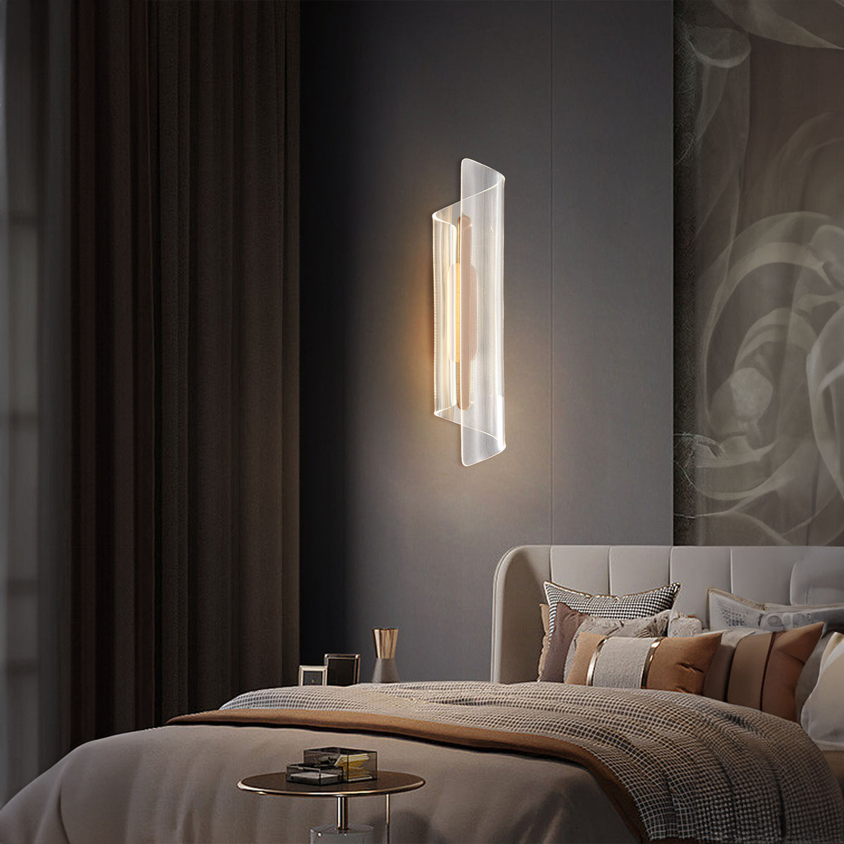 BEACON cascading moonlight wall lamp, modern wall lamp with flowing design, ideal for ambient lighting in contemporary interiors.