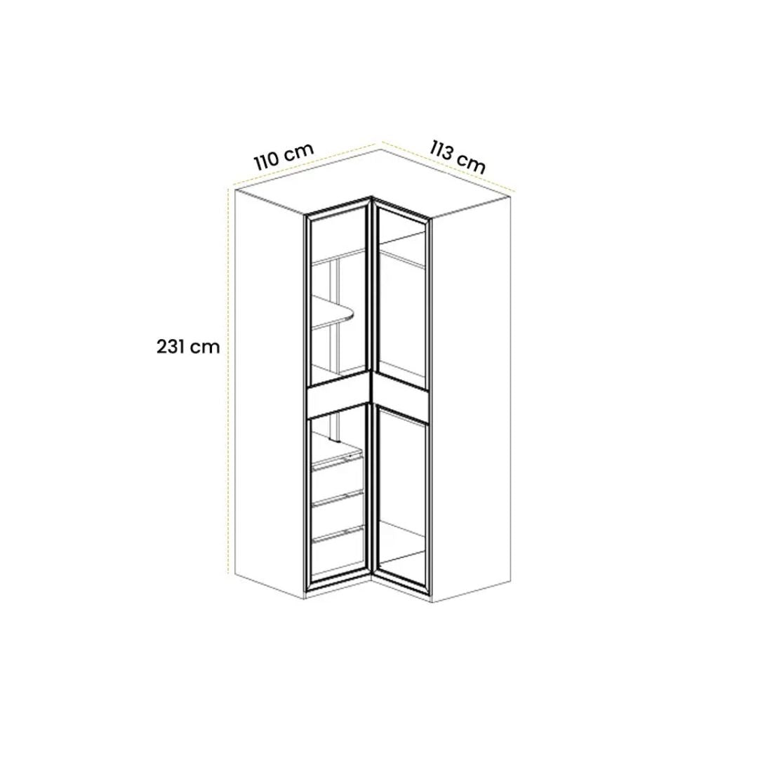 Cashmere corner wardrobe with two doors from AKYOL, featuring a sleek cabinet design in a modern style.