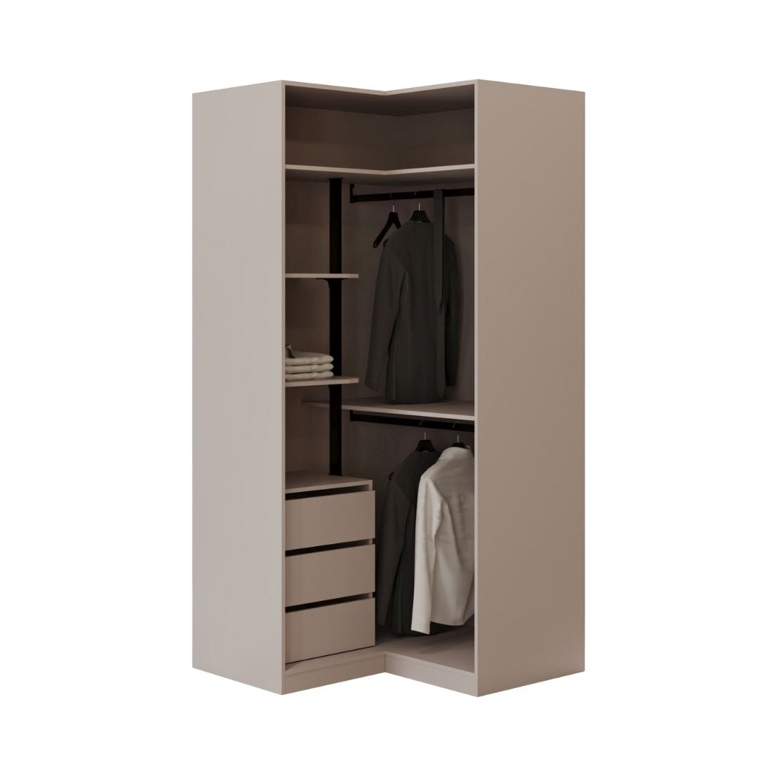 Cashmere corner wardrobe with two doors from AKYOL cabinets, featuring a sleek, modern design in a neutral finish.