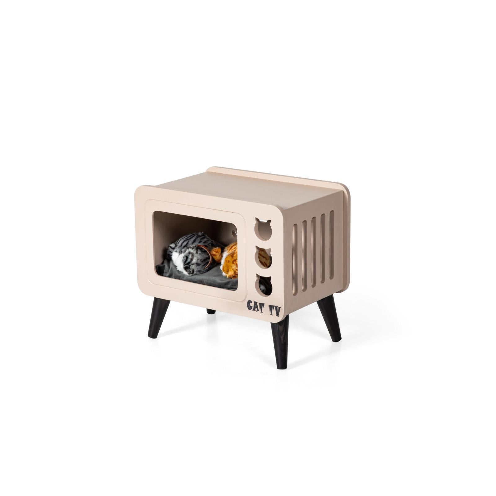 Cat Home & Vintage TV Coffee Table Cappuccino colour HW-CTCS1CT - Side Tables - ebarza Furniture UAE | Shop Modern Furniture in Abu Dhabi & Dubai - مفروشات ايبازرا في الامارات | تسوق اثاث عصري وديكورات مميزة في دبي وابوظبي