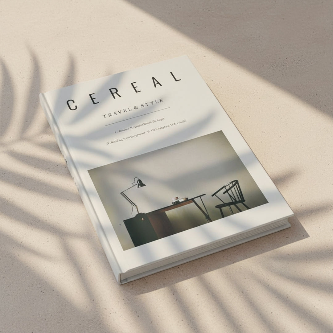 Decorative Cereal Travel & Style book by BEACON, featuring colorful travel-themed illustrations and vintage magazine covers.