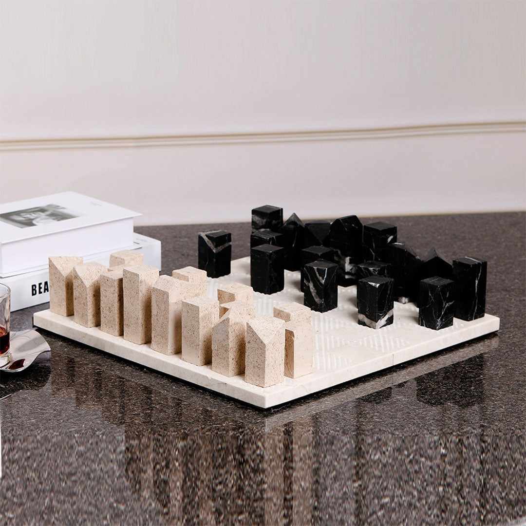 Chessboard Beige & Black - KG3003 - Home Decor Figurines - ebarza Furniture UAE | Shop Modern Furniture in Abu Dhabi & Dubai - مفروشات ايبازرا في الامارات | تسوق اثاث عصري وديكورات مميزة في دبي وابوظبي