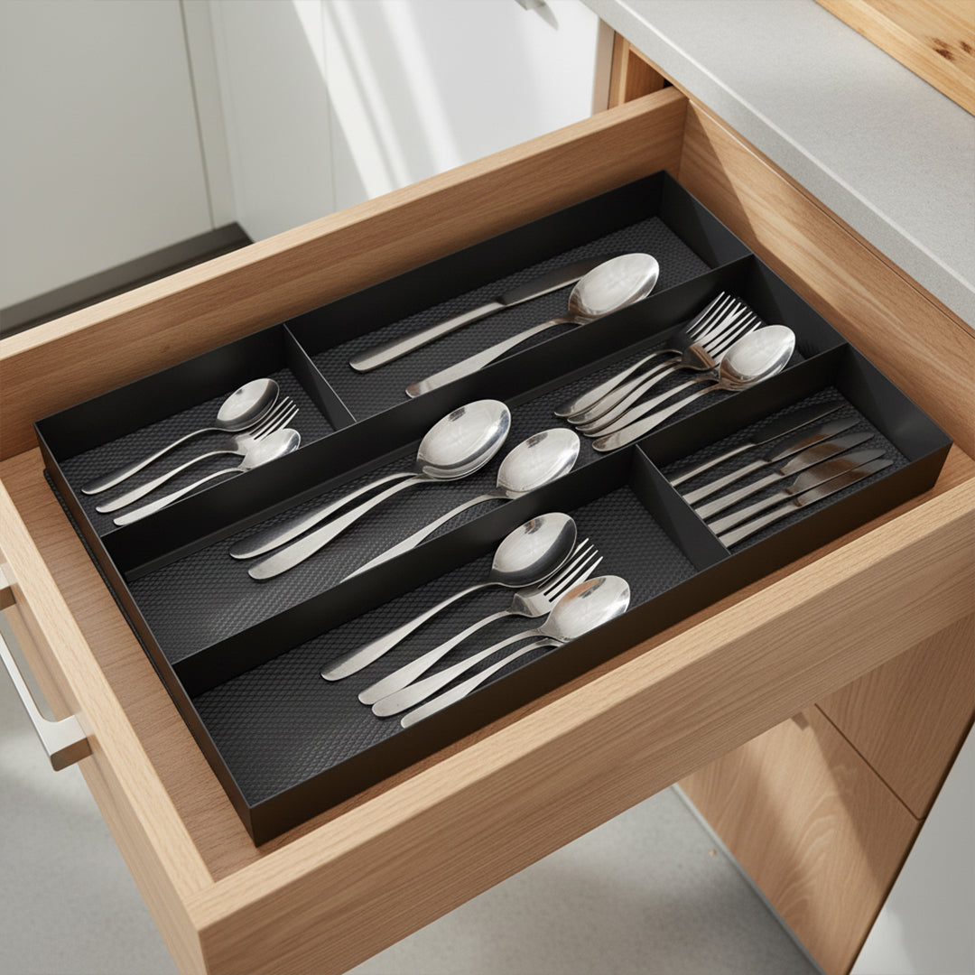 Large BEACON chopstick and utensil drawer organizer, 42x25cm, with multiple compartments for kitchen utensils and chopsticks.