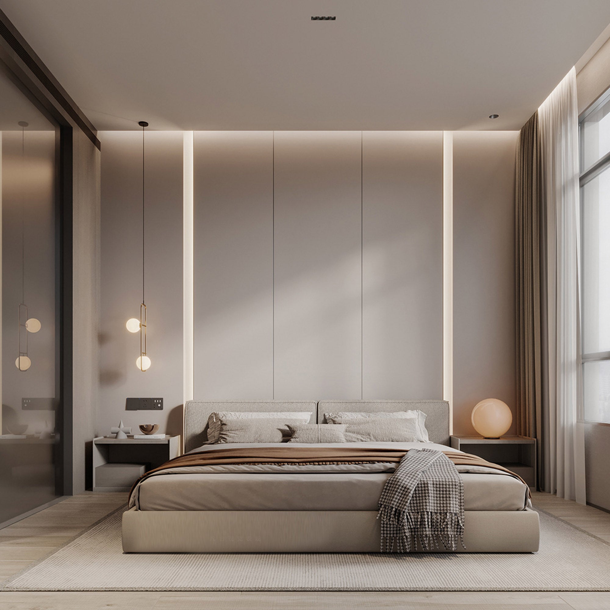 122*300cm WPC DECORATION PANEL BB STITCHING COLOUR :H205YP Milk Coffee BB - Wall Panels - ebarza Furniture UAE | Shop Modern Furniture in Abu Dhabi & Dubai - مفروشات ايبازرا في الامارات | تسوق اثاث عصري وديكورات مميزة في دبي وابوظبي