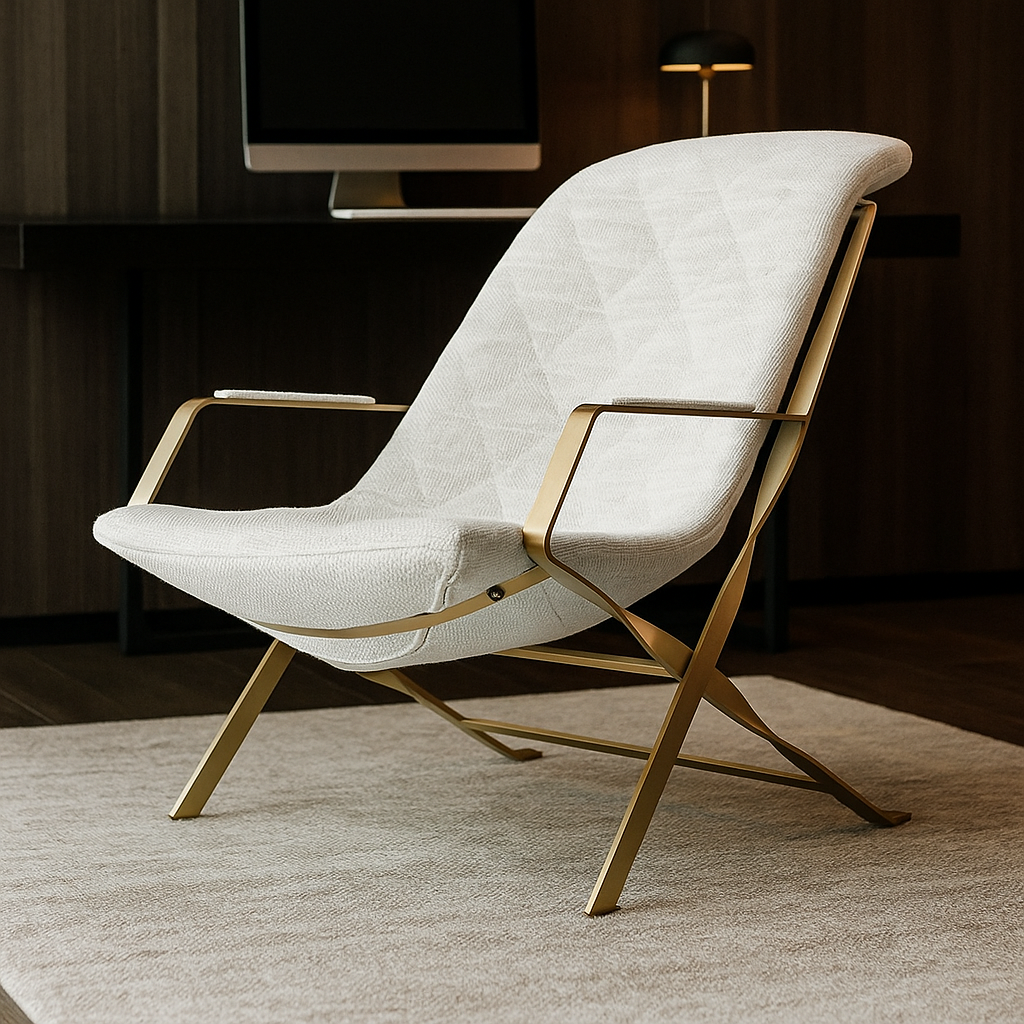 BEACON Claire Lounge Chair BC608 with plush fabric upholstery and modern design, shown in a stylish living room setting.