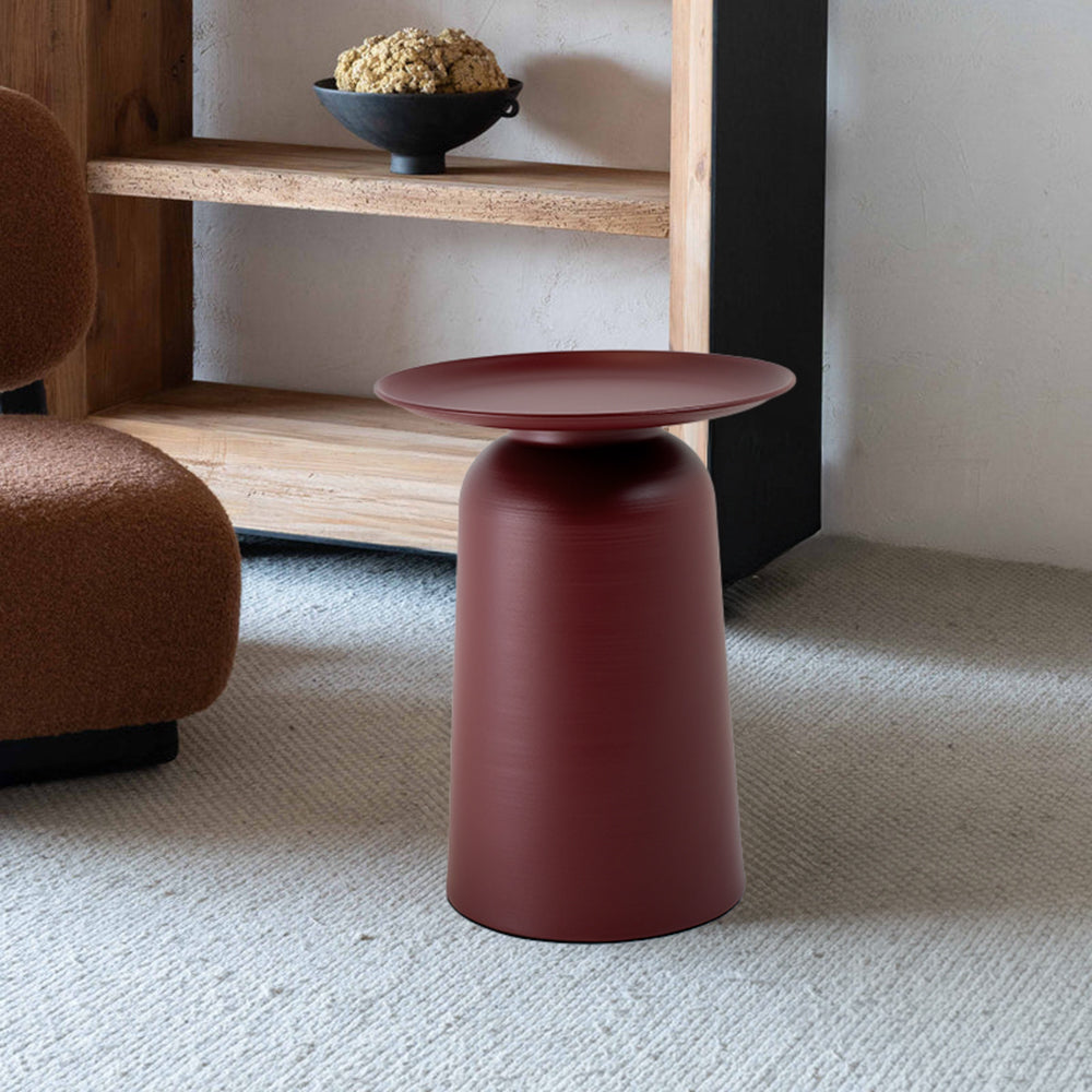 Claret-colored RUDI GT-580A side table with a sleek, modern design and smooth surface.