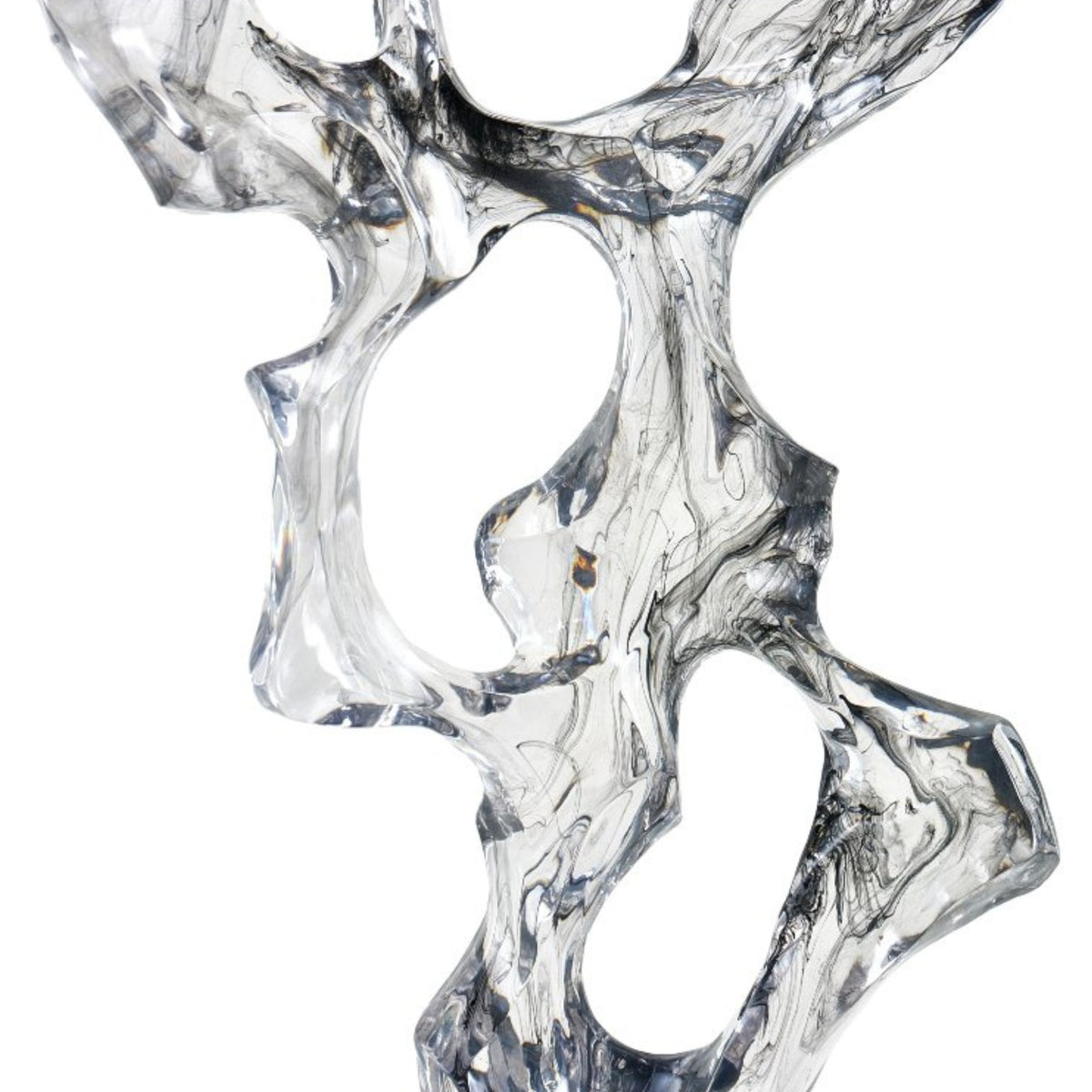Clear resin and marble abstract sculpture, home decor figurine by BEACON, featuring modern, artistic design for stylish interiors.