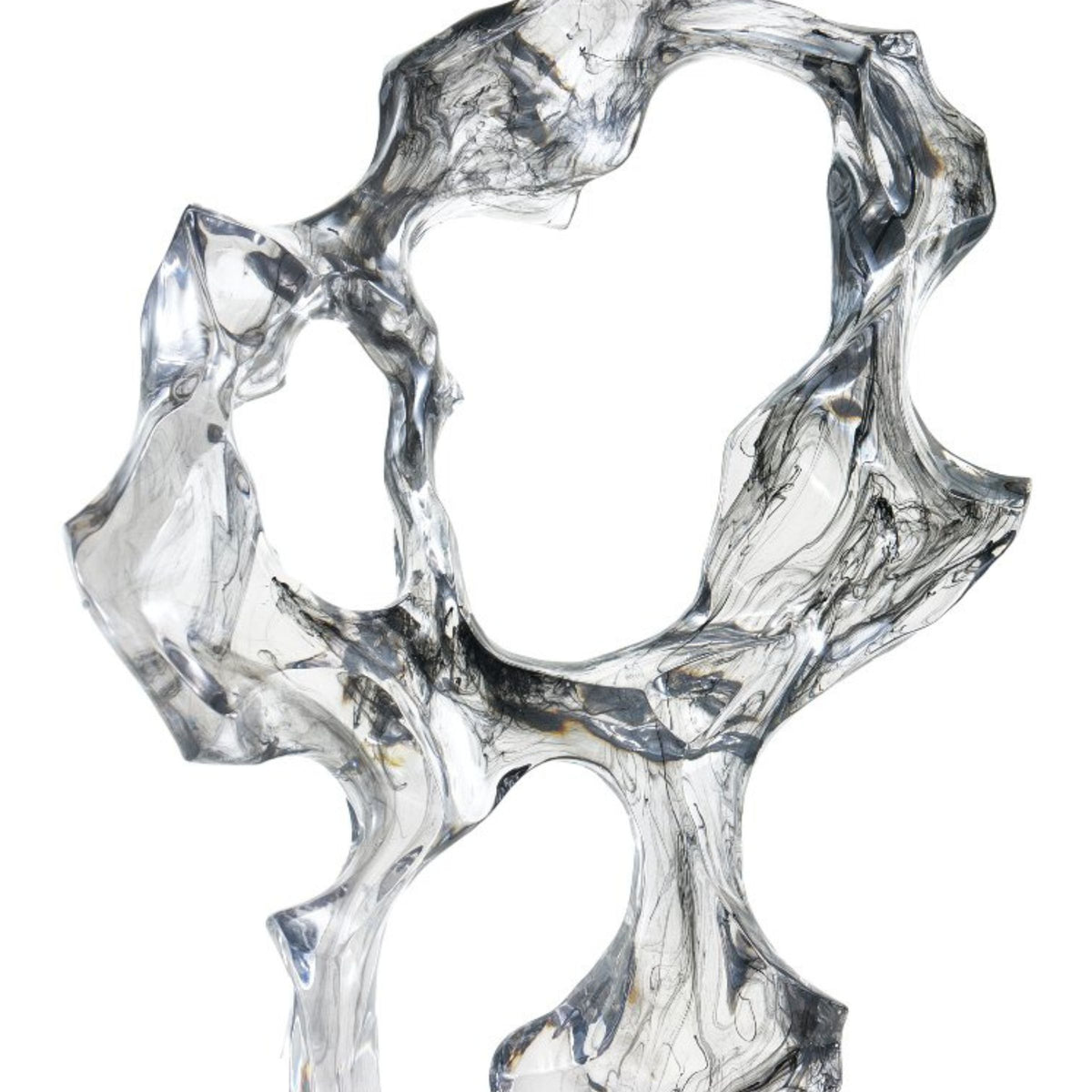 Clear resin and marble abstract sculpture by Beacon, modern home decor figurine with sleek, artistic design.