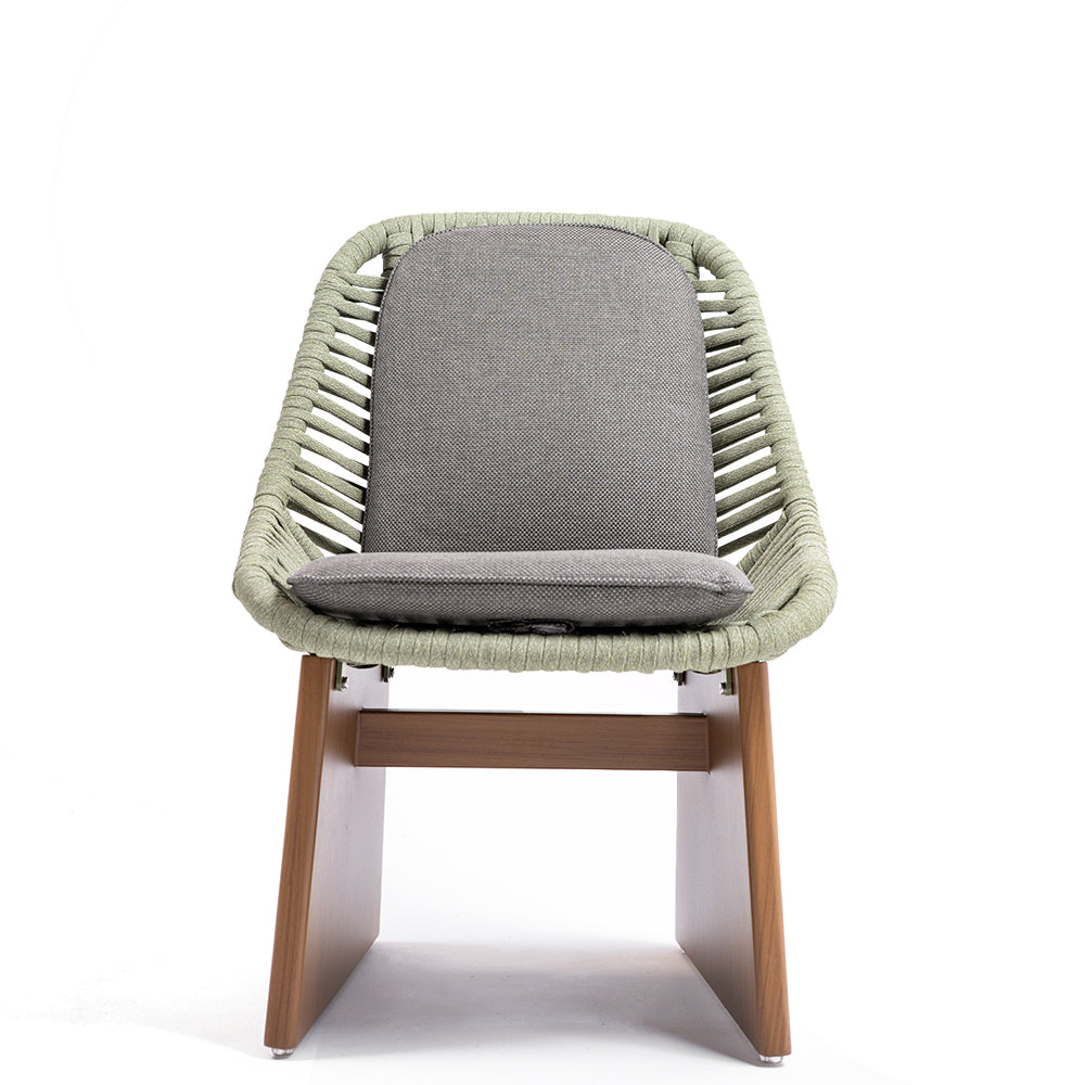 Beacon Clogs dining side chair with seat and back cushions, featuring a modern design and sturdy frame.