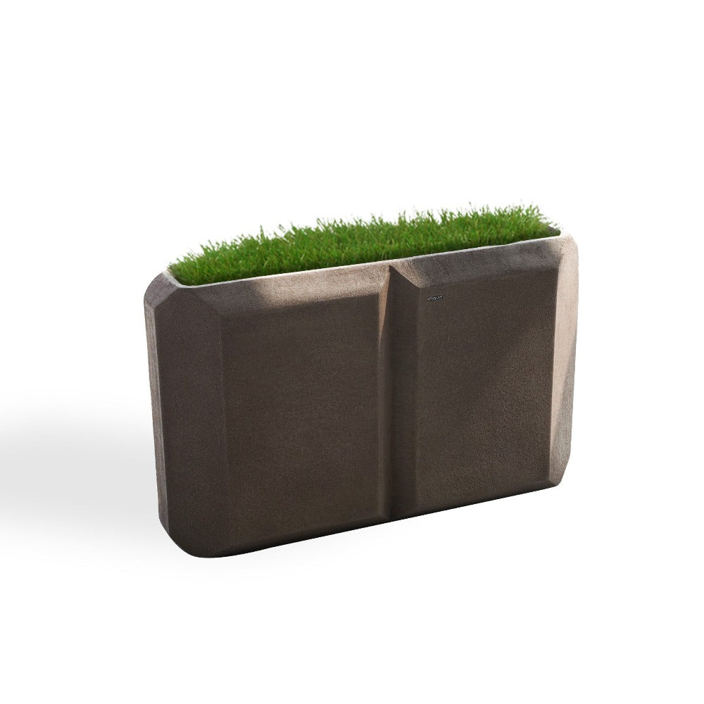 Coffee brown BEACON planter box XK-4084B with a rectangular shape and natural wood finish, ideal for outdoor or indoor plant displays.