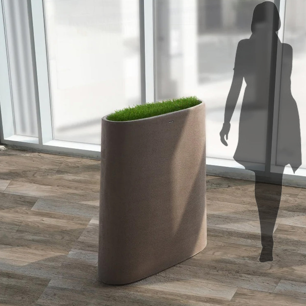 Coffee brown BEACON planter box XK-4087A with wood finish, rectangular shape, perfect for outdoor or indoor gardening.