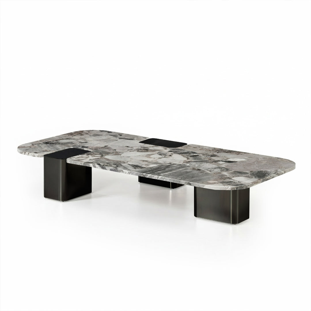 Coffee Table Natural Stone Top Stainless Steel Leg - LT054L - Coffee Tables - ebarza Furniture UAE | Shop Modern Furniture in Abu Dhabi & Dubai - مفروشات ايبازرا في الامارات | تسوق اثاث عصري وديكورات مميزة في دبي وابوظبي