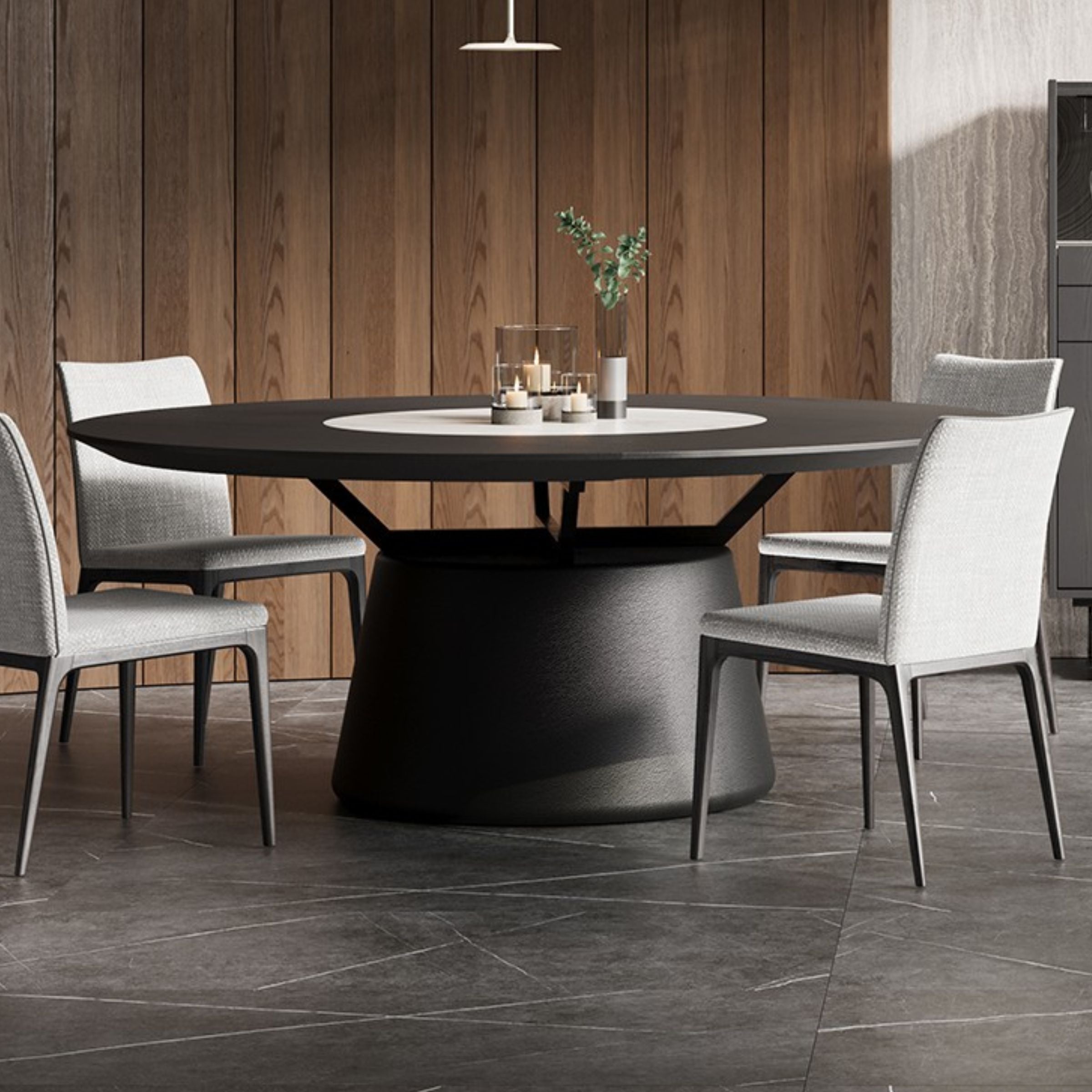 Collect Grey Round Dining Table 190cm YLCG-DTR190 - Dining Tables - ebarza Furniture UAE | Shop Modern Furniture in Abu Dhabi & Dubai - مفروشات ايبازرا في الامارات | تسوق اثاث عصري وديكورات مميزة في دبي وابوظبي