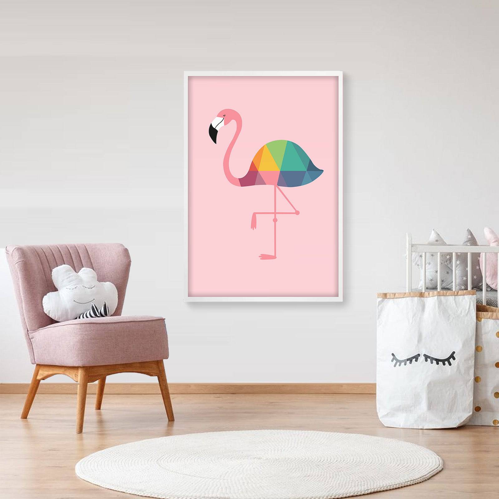 Colorful Flamingo Framed Graphic Art Print  Soapr0004 -  Paintings | لوحة الفلامنغو الملون الفنيه مطبوعه بالايطار - ebarza Furniture UAE | Shop Modern Furniture in Abu Dhabi & Dubai - مفروشات ايبازرا في الامارات | تسوق اثاث عصري وديكورات مميزة في دبي وابوظبي