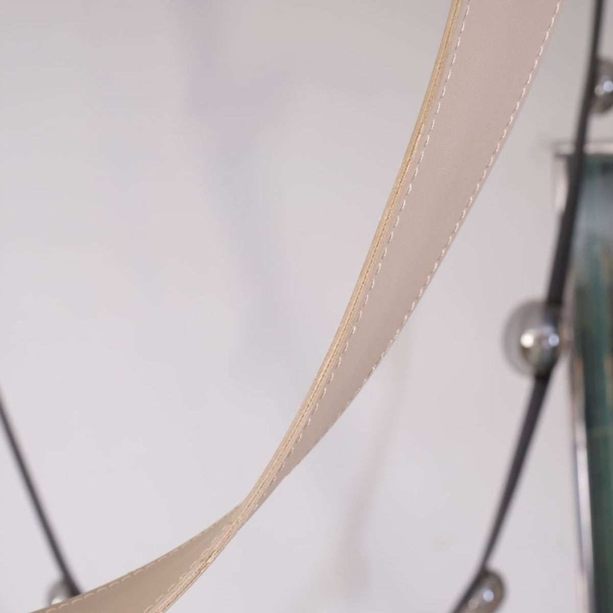 Beige leather and gold pendant lamp with comet tail design, 1.2m length, modern lighting fixture from BEACON.