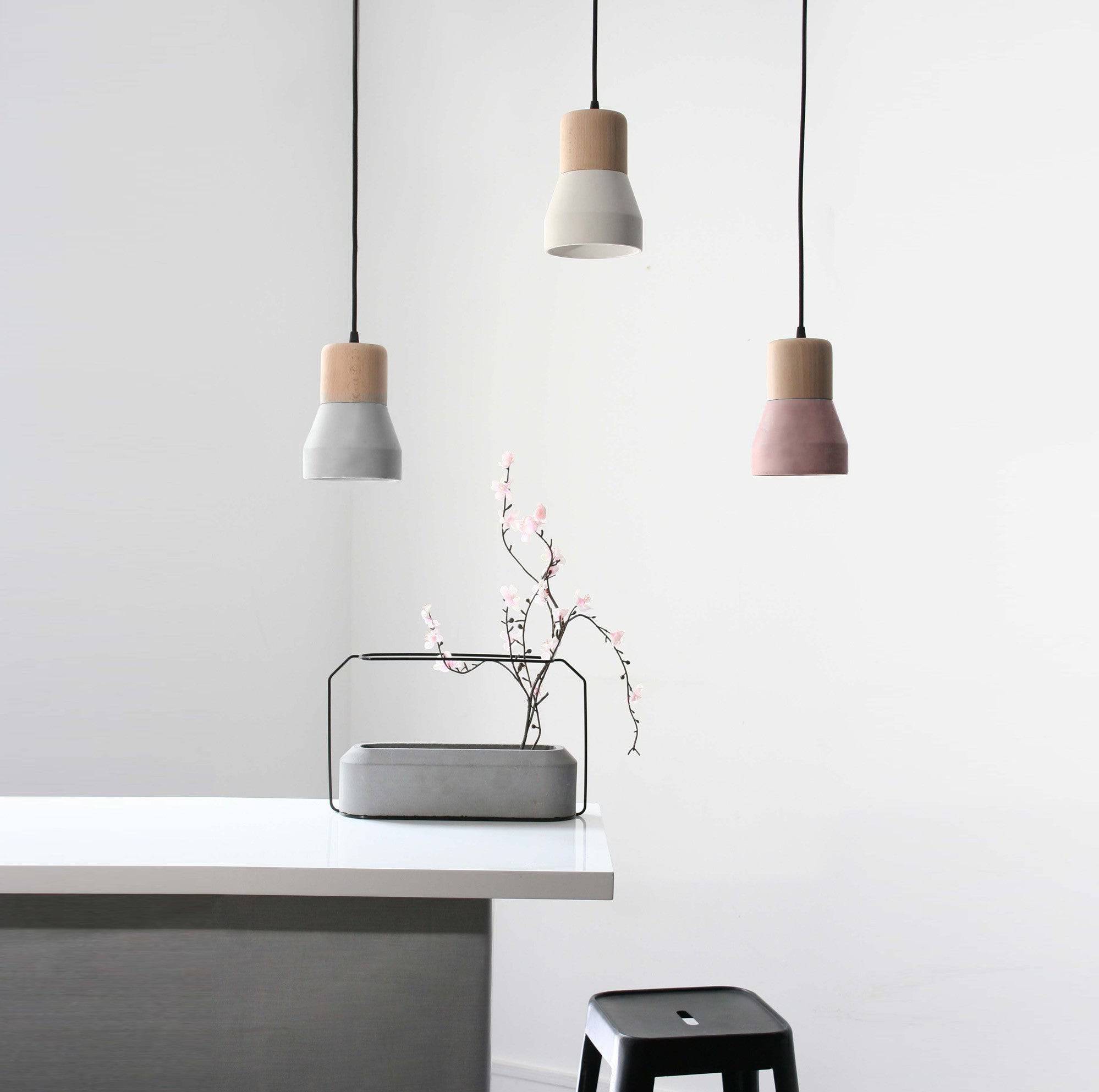Concrete And Wood Lamp Bpmt06-N+G - Pendant Lamps - ebarza Furniture UAE | Shop Modern Furniture in Abu Dhabi & Dubai - مفروشات ايبازرا في الامارات | تسوق اثاث عصري وديكورات مميزة في دبي وابوظبي