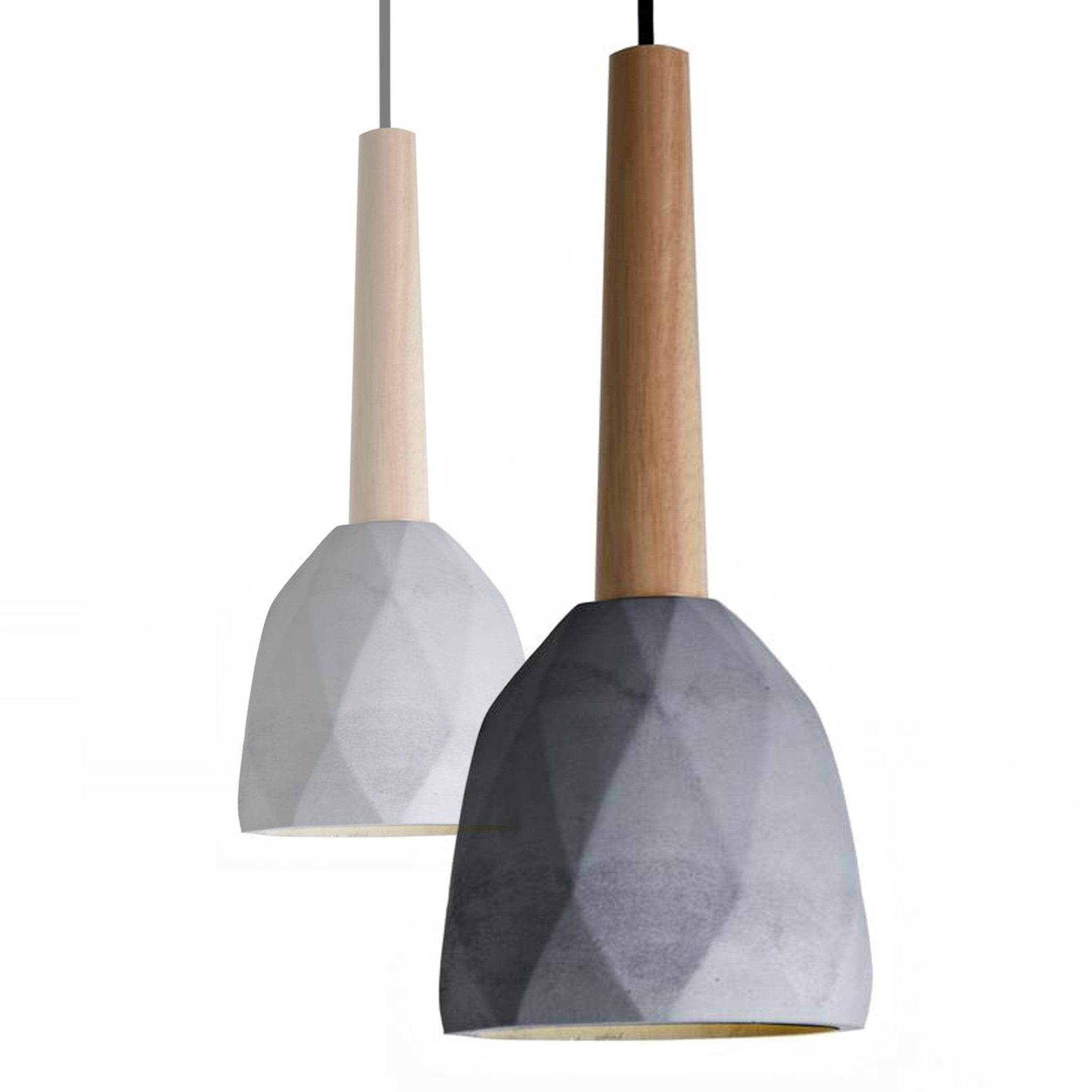 Convex Concrete And Wood Lamp Large Bpmt11-N-Xl - Pendant Lamps - ebarza Furniture UAE | Shop Modern Furniture in Abu Dhabi & Dubai - مفروشات ايبازرا في الامارات | تسوق اثاث عصري وديكورات مميزة في دبي وابوظبي