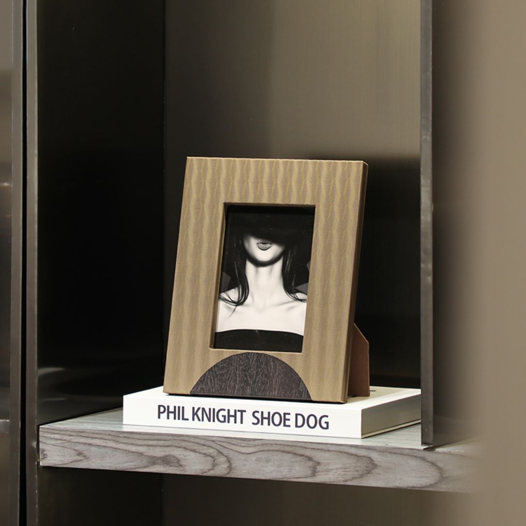 Green corrugated photo frame by BEACON, featuring a sturdy design perfect for displaying photographs.