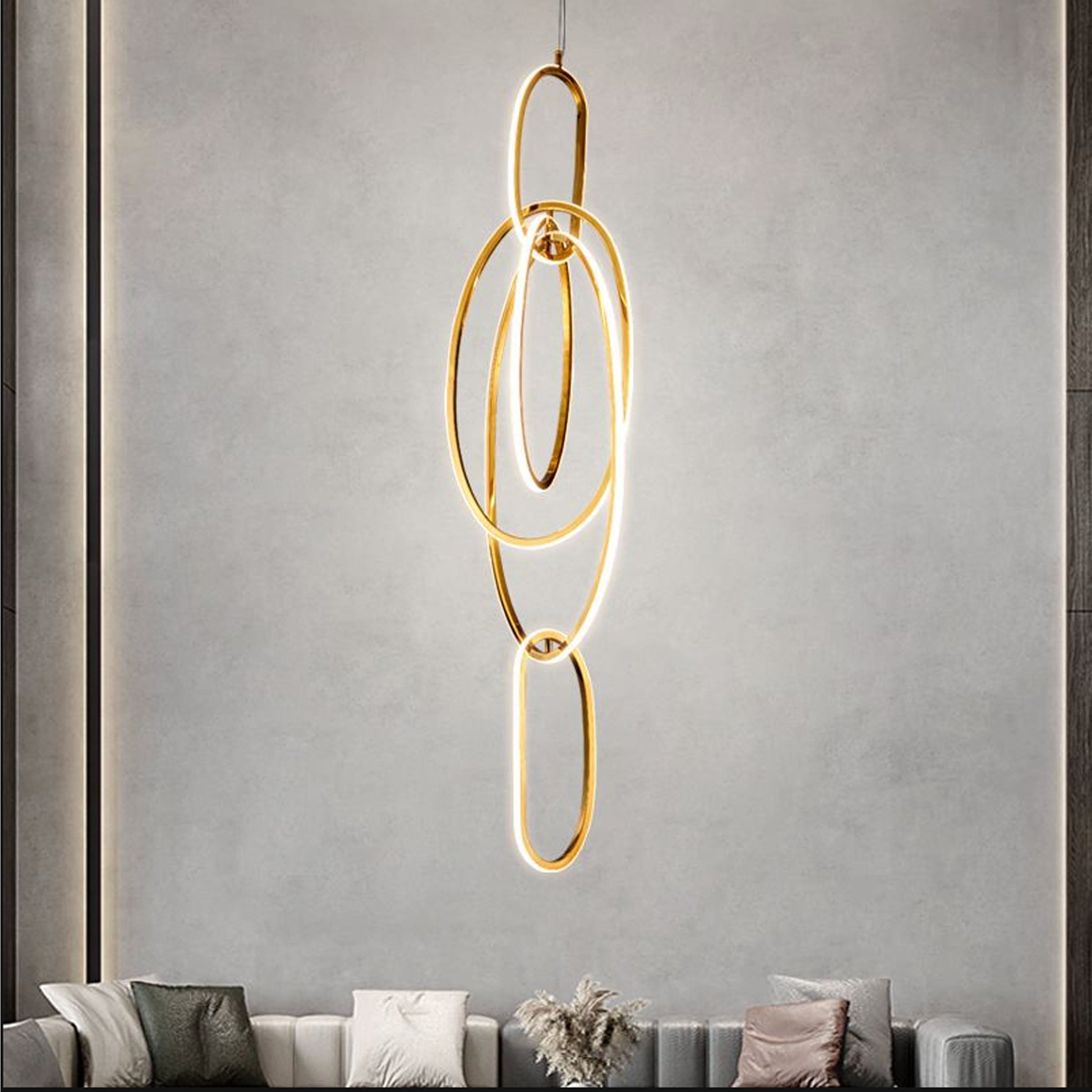Cosmic Rings Golden Pendant Lamp CY-DD-1047 - Pendant Lamps - ebarza Furniture UAE | Shop Modern Furniture in Abu Dhabi & Dubai - مفروشات ايبازرا في الامارات | تسوق اثاث عصري وديكورات مميزة في دبي وابوظبي