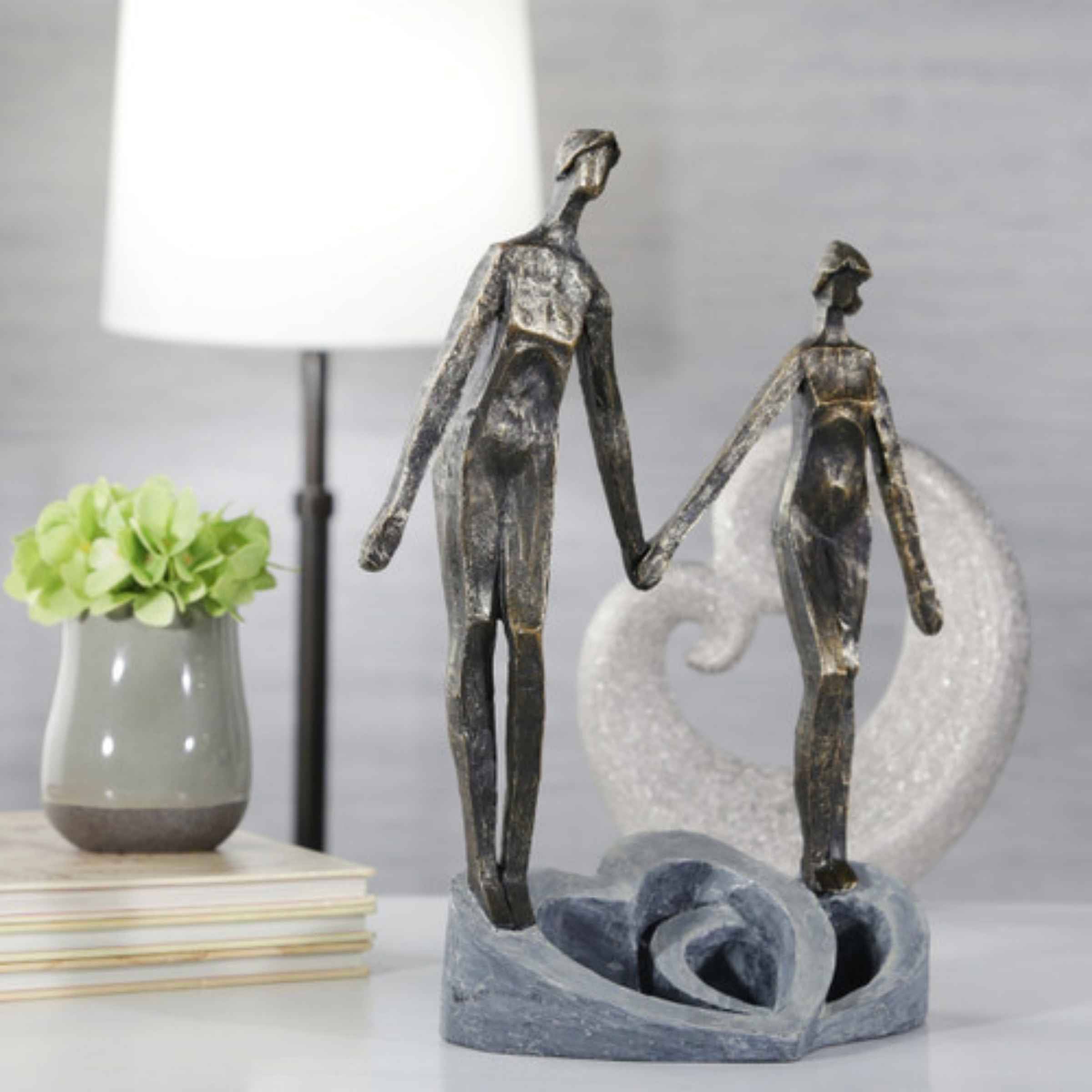 Couple Holding Hands 33 Cm - Bronze 14879 -  Home Decor Figurines | للزوجين ممسكتين اليدين 33 سم - برونزي - ebarza Furniture UAE | Shop Modern Furniture in Abu Dhabi & Dubai - مفروشات ايبازرا في الامارات | تسوق اثاث عصري وديكورات مميزة في دبي وابوظبي
