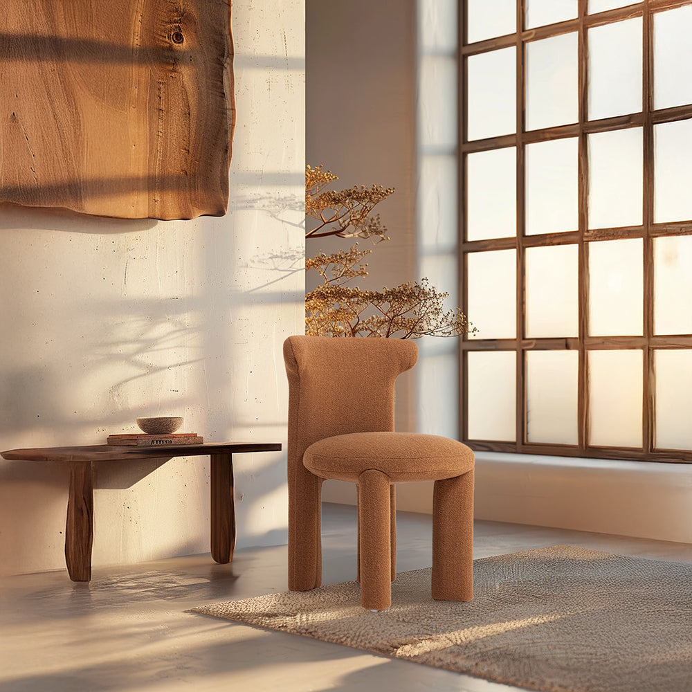 Cozy Haven Dining Chair PS-B198 by BEACON features a plush upholstered seat and wooden legs, ideal for modern dining rooms.