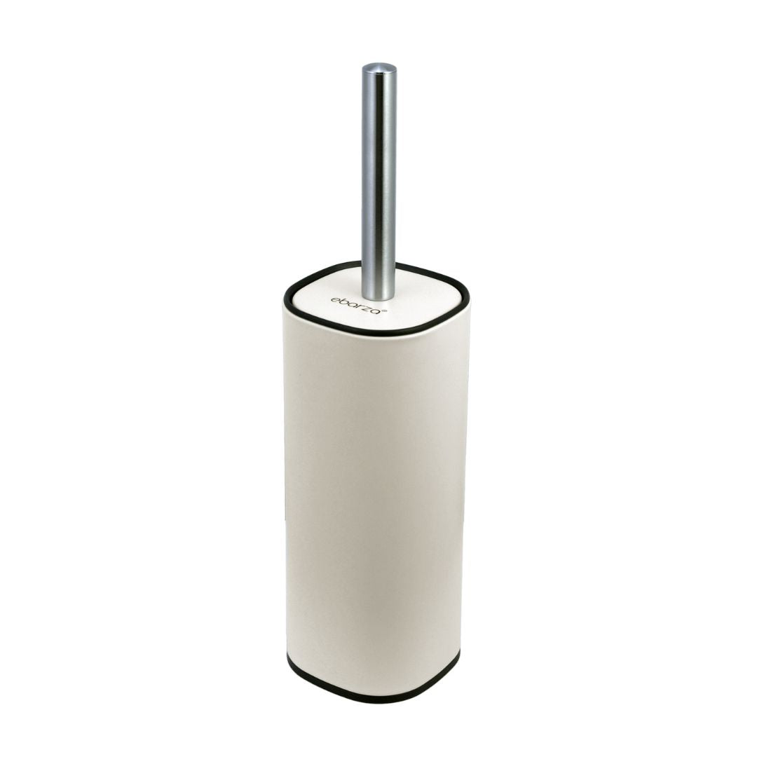 Cream toilet brush with holder from Beacon bathroom accessories set, designed for convenient and hygienic toilet cleaning.